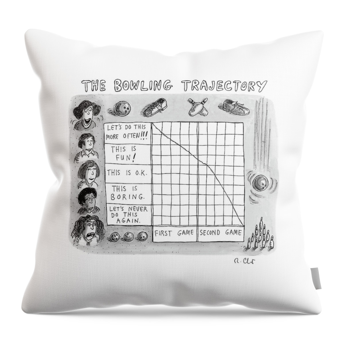 Bowling Trajectory Throw Pillow