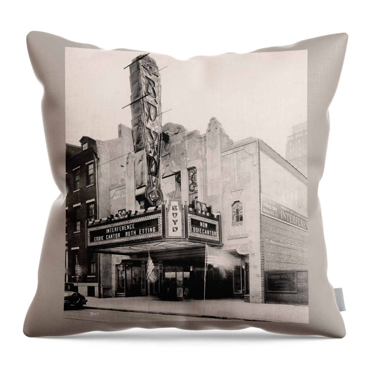 Interference Throw Pillow featuring the photograph Boyd Theater by E C Luks