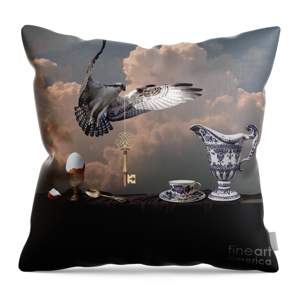Falcon Throw Pillow featuring the digital art Breakfast with falcon by Alexa Szlavics