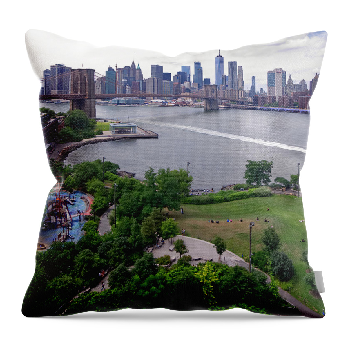 Brooklyn Bridge Park Throw Pillow featuring the photograph Brooklyn Bridge Park by S Paul Sahm