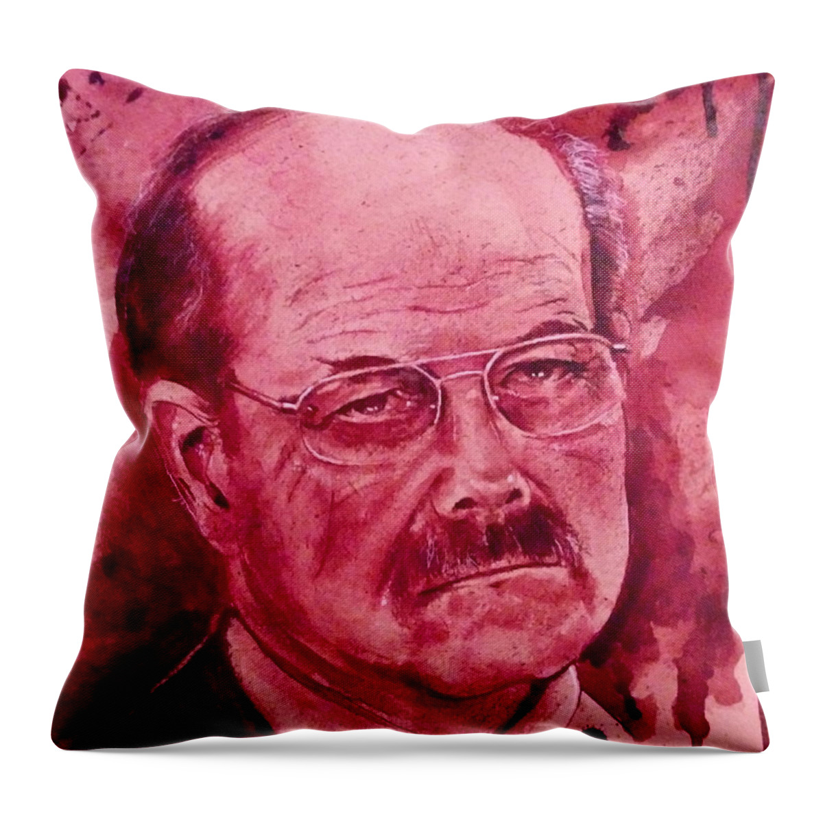 Ryan Almighty Throw Pillow featuring the painting BTK DENNIS RADER port fresh blood by Ryan Almighty
