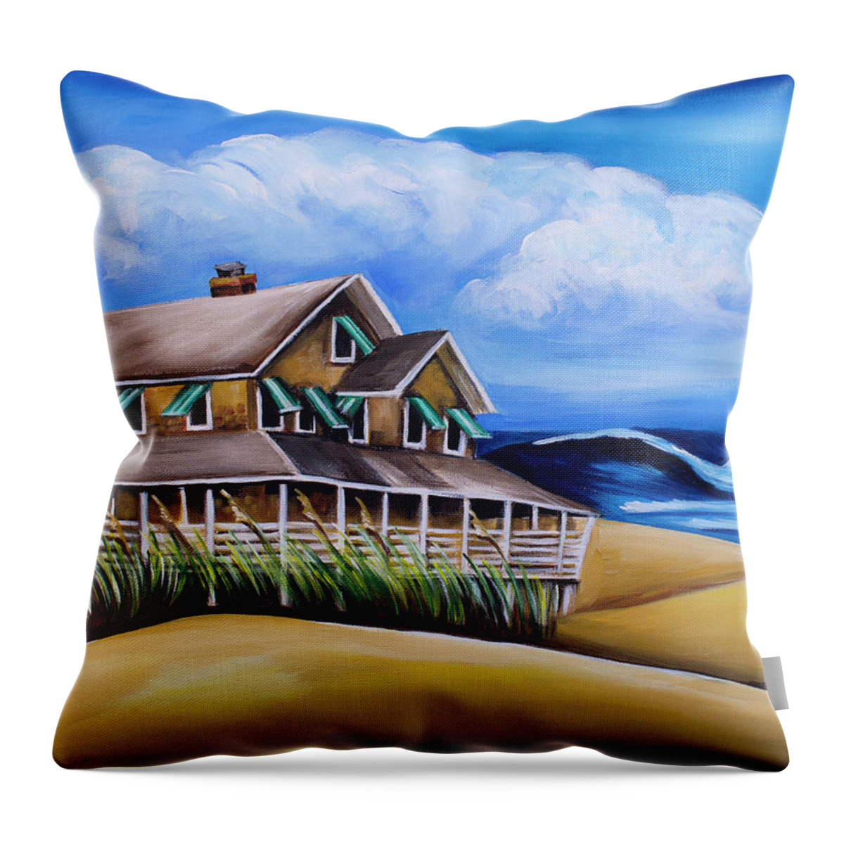 Nags Head Throw Pillow featuring the painting Buchanan Cottage No 05 by Barbara Noel
