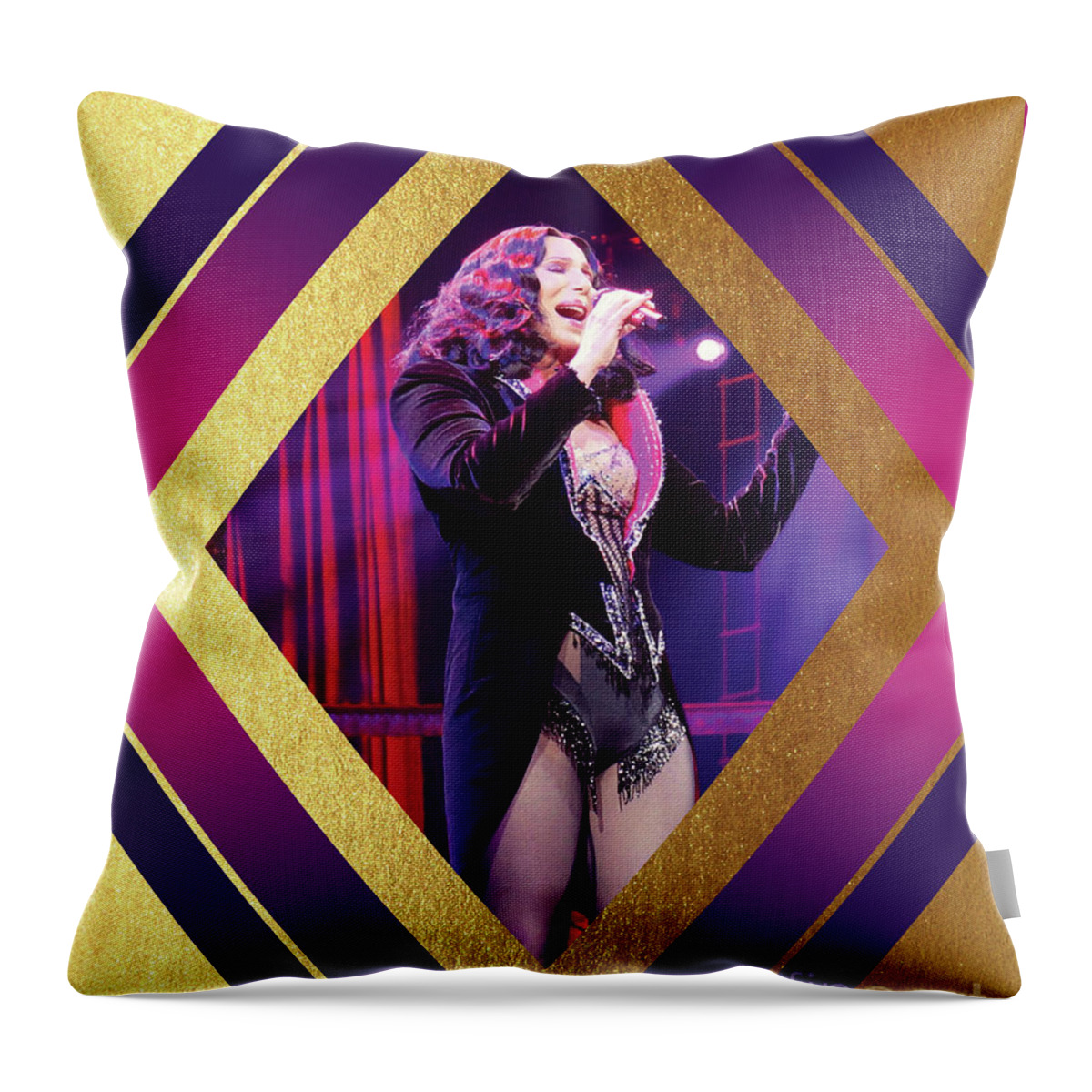 Cher Throw Pillow featuring the digital art Burlesque Cher Diamond by Cher Style