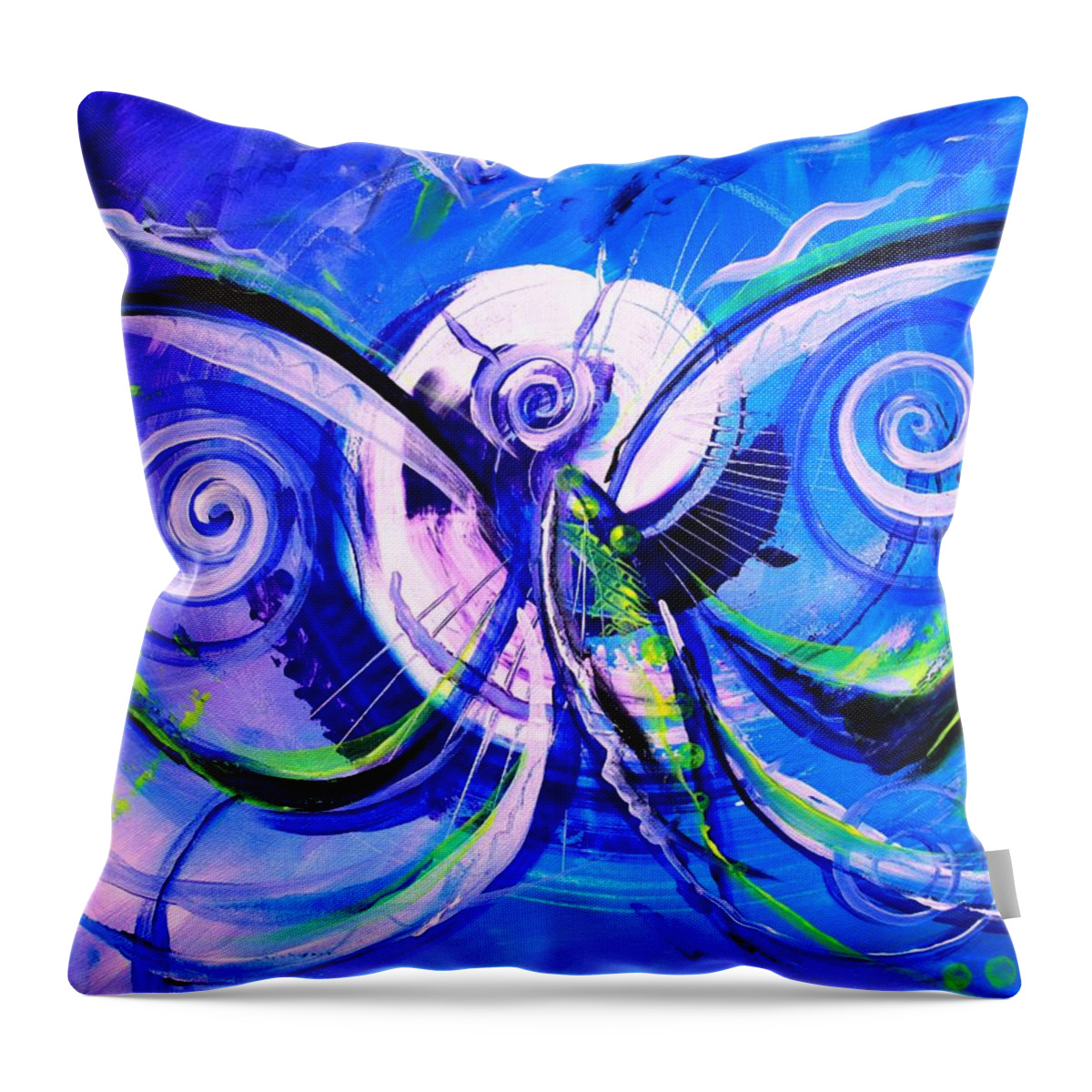 Butterfly Throw Pillow featuring the painting Butterfly Blue Violet by J Vincent Scarpace
