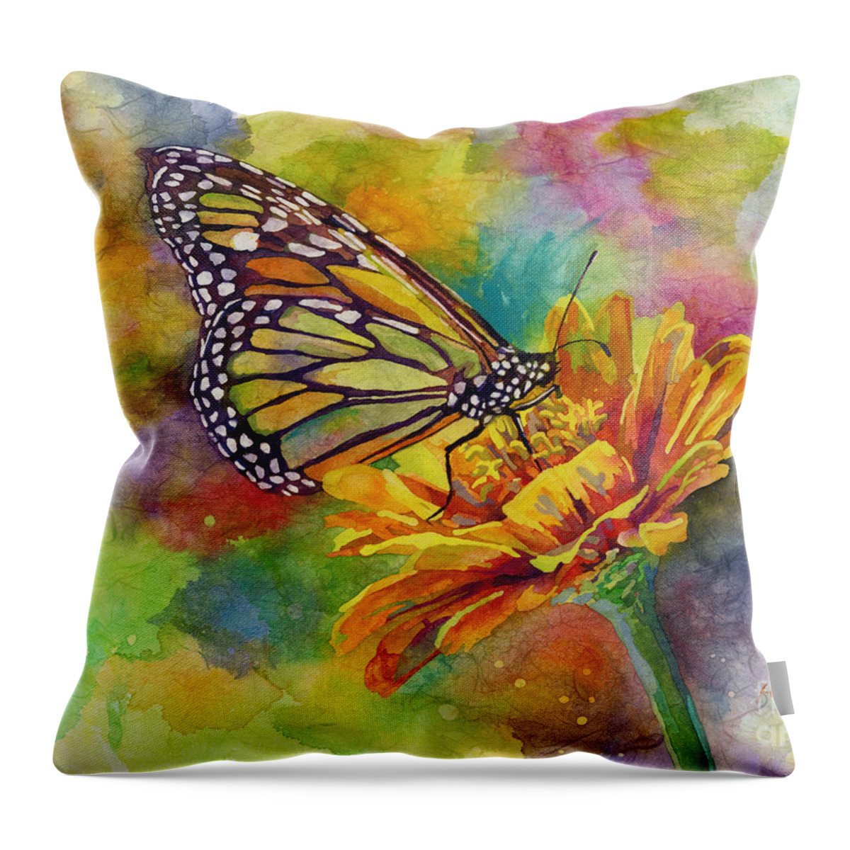 Butterfly Throw Pillow featuring the painting Butterfly Kiss by Hailey E Herrera