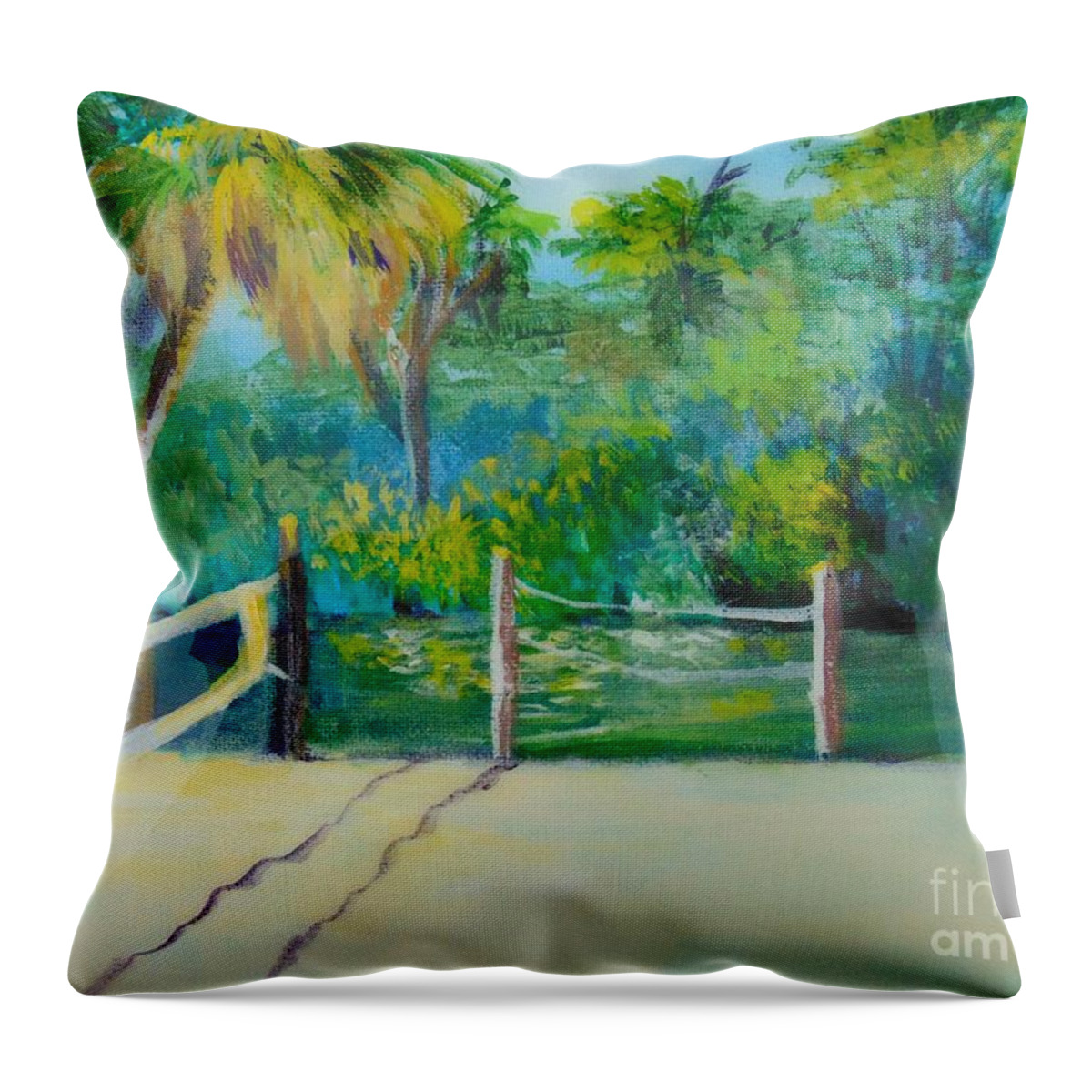 Epoxy Throw Pillow featuring the painting By the Bayou by Saundra Johnson