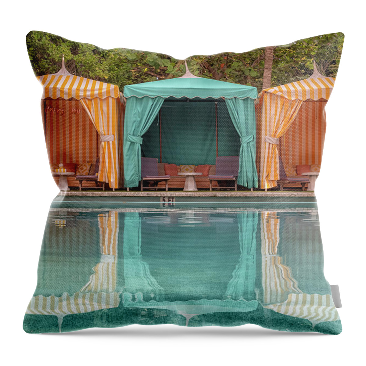 Cabana Throw Pillow featuring the photograph Cabanas by Alison Frank