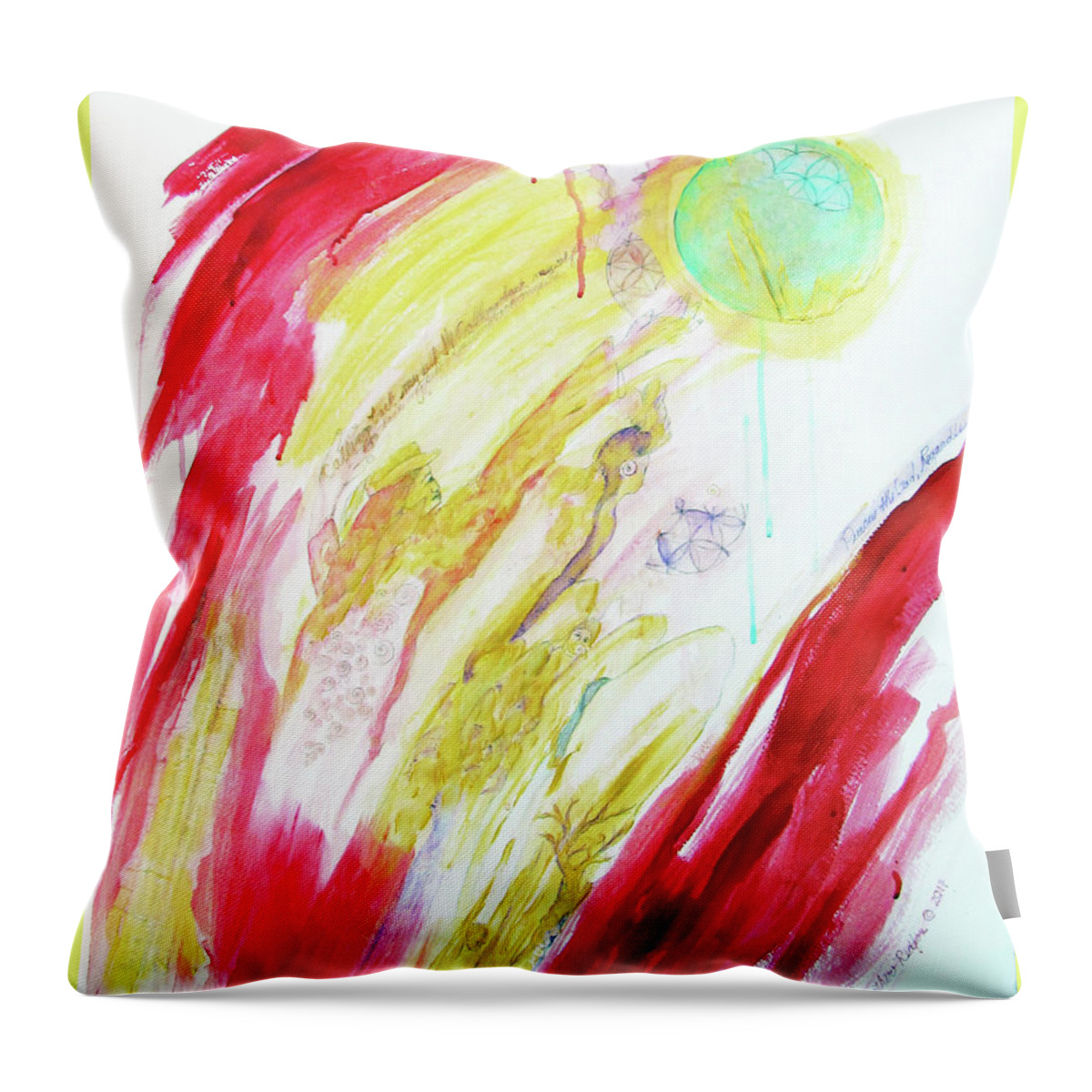 Calling Back Myself Throw Pillow featuring the painting Calling Back Myself by Feather Redfox