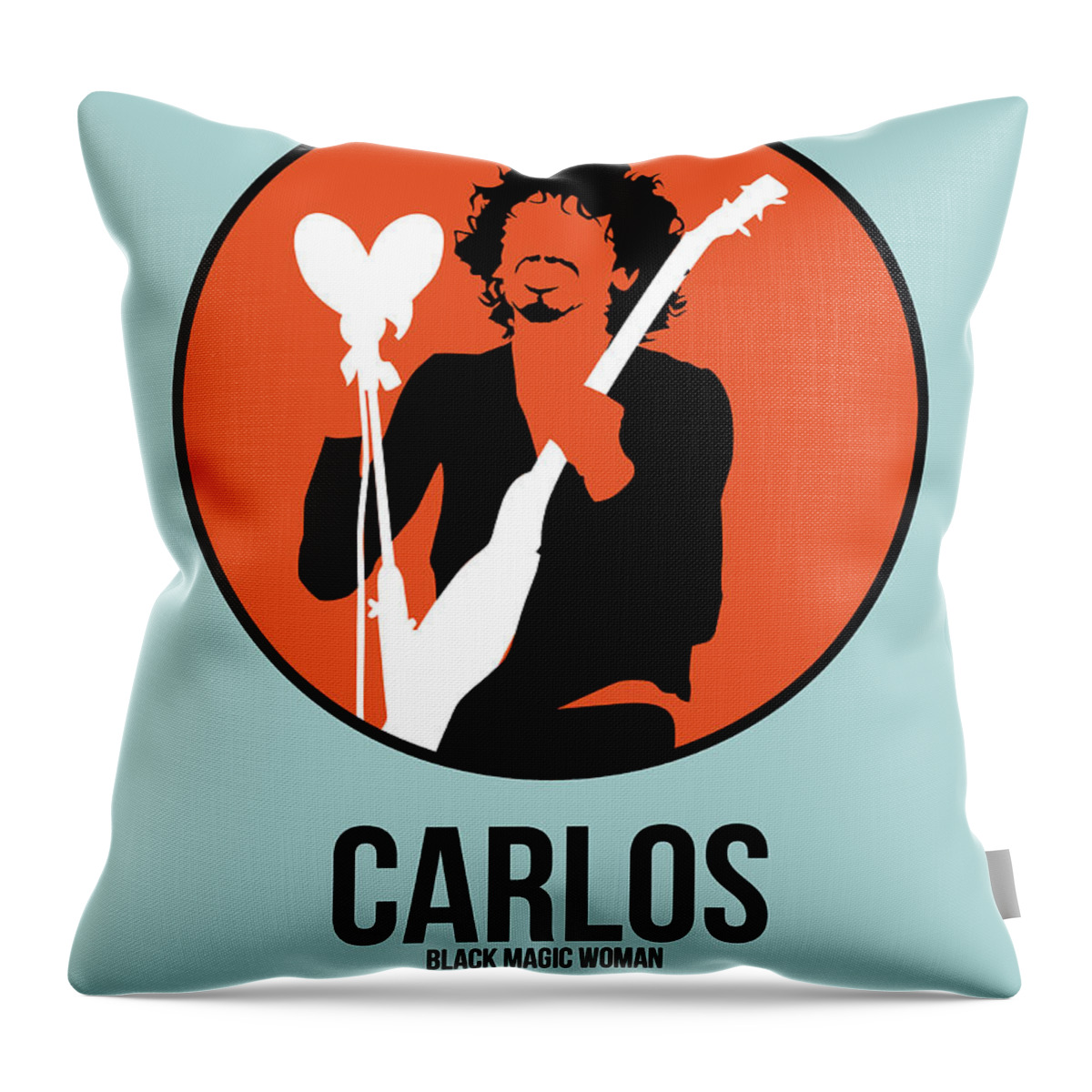 Carlos Santana Throw Pillow featuring the digital art Carlos Santana by Naxart Studio