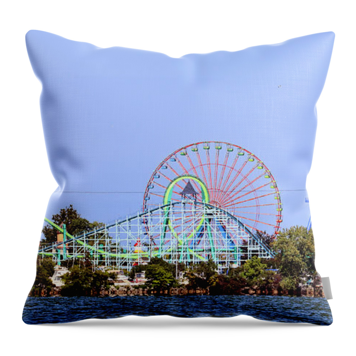 Cedar Point Throw Pillow featuring the photograph Cedar Point Wicked Twister 0465 by Jack Schultz