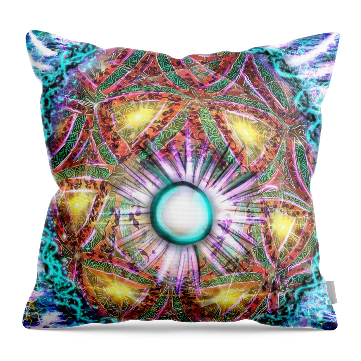Kaleidoscope Throw Pillow featuring the digital art Centered by Angela Weddle