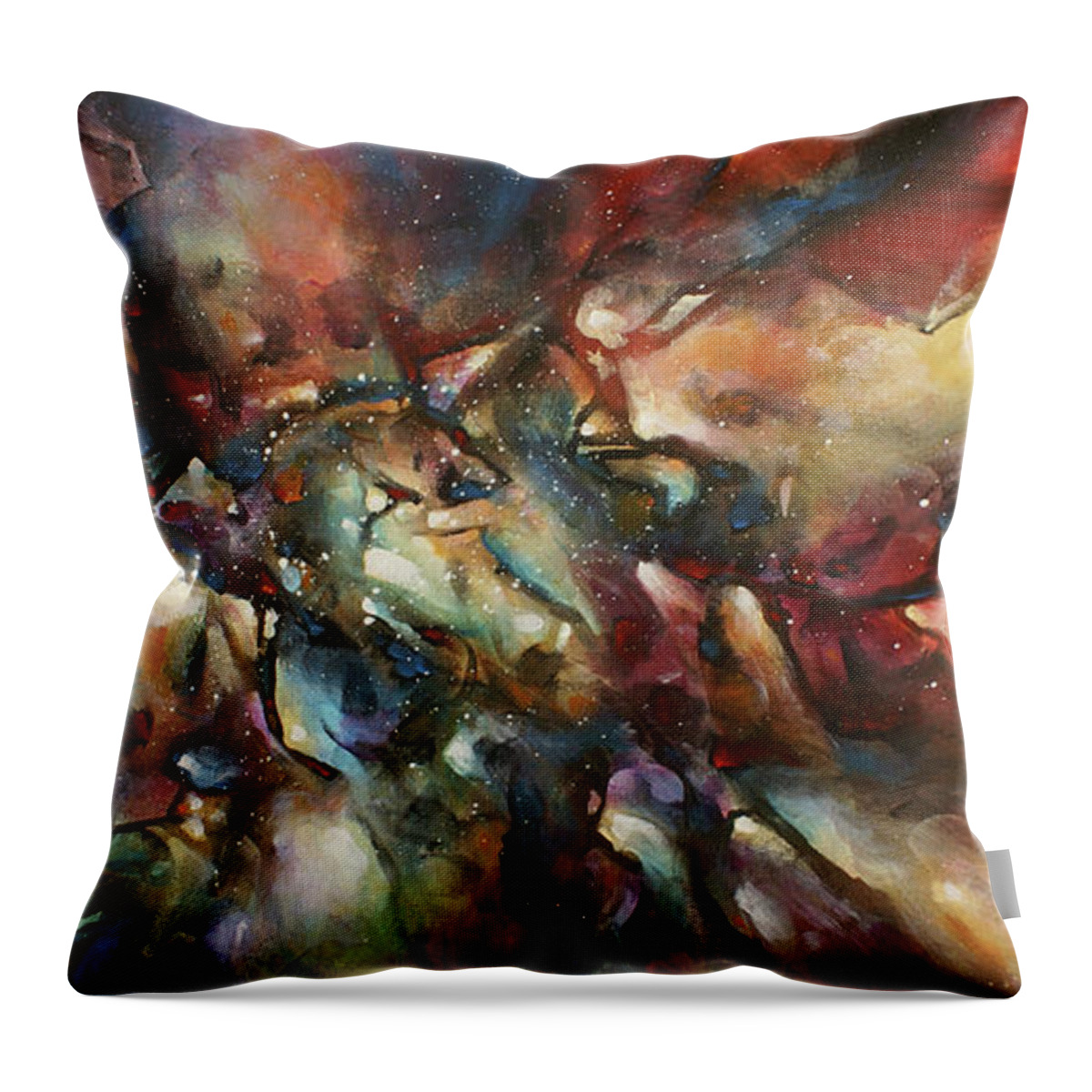 Abstract Throw Pillow featuring the painting  Chain Reaction by Michael Lang
