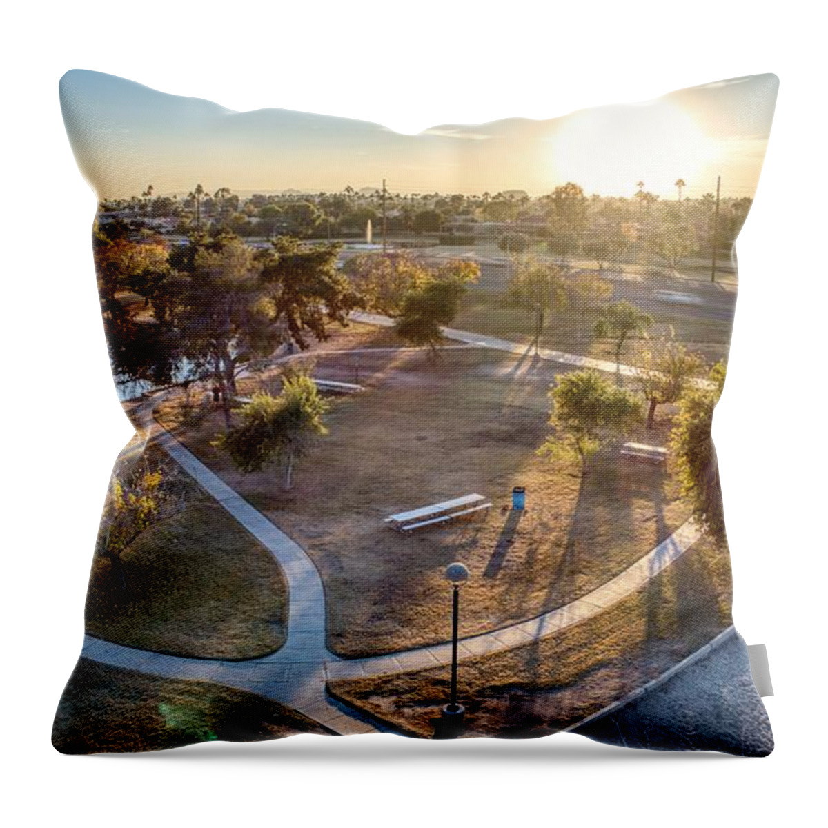 Aerial Shot Throw Pillow featuring the photograph Chaparral Park by Anthony Giammarino