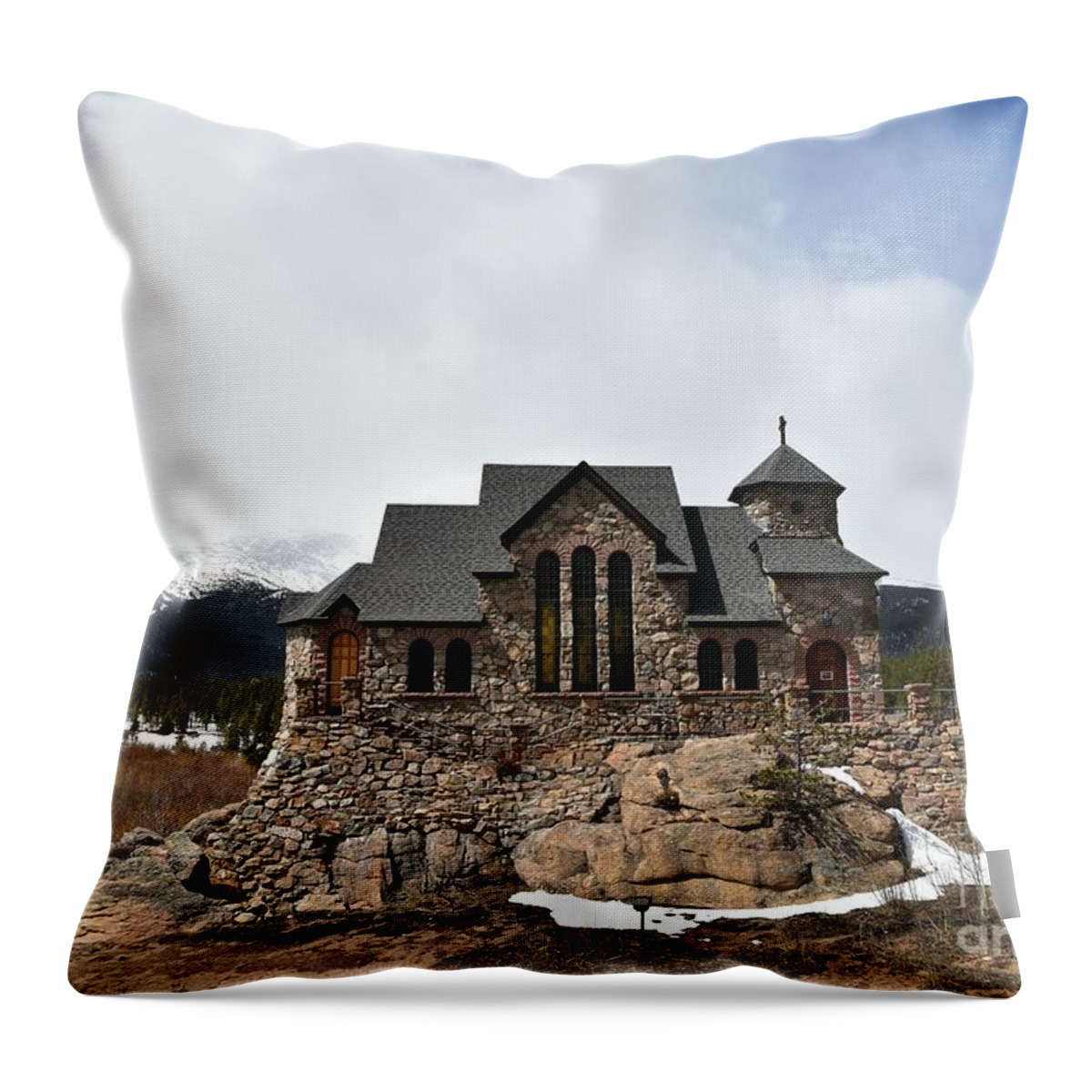Chapel On The Rocks Throw Pillow featuring the photograph Chapel on the Rocks, Again by Dorrene BrownButterfield