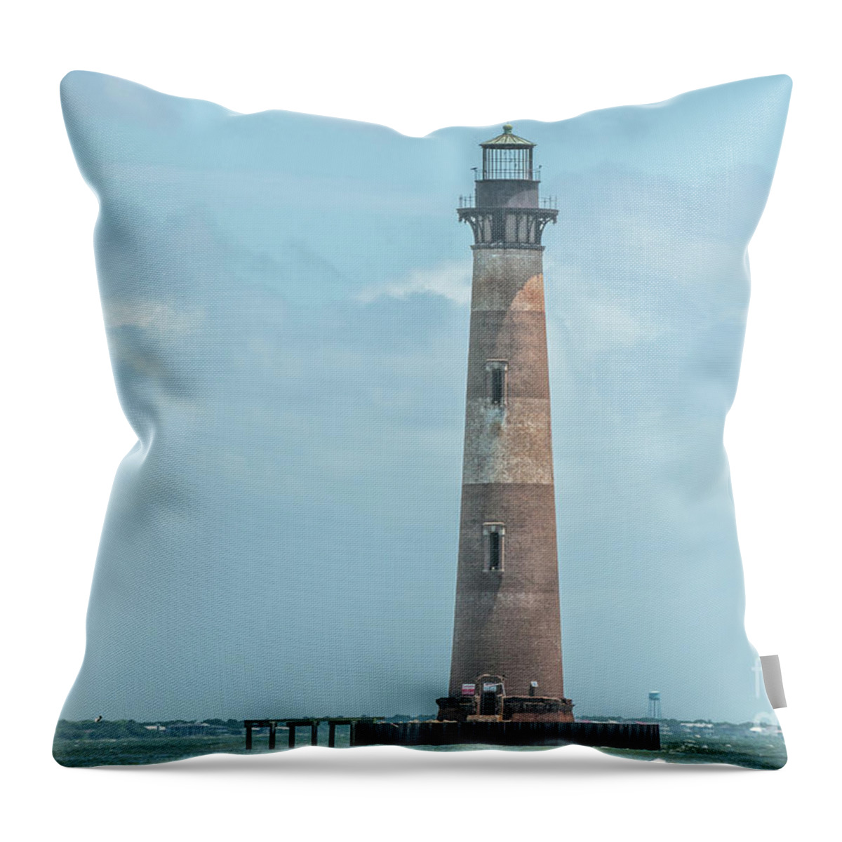 Morris Island Lighthouse Throw Pillow featuring the photograph Charleston Lowcountry Ligthhouses by Dale Powell