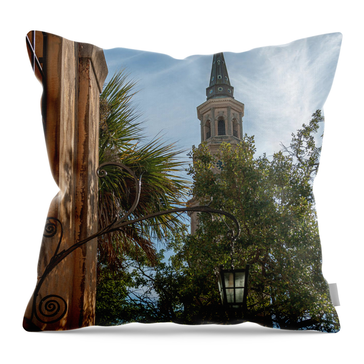 Lamp Throw Pillow featuring the photograph Charleston - St. Phillip's Church by Dale Powell