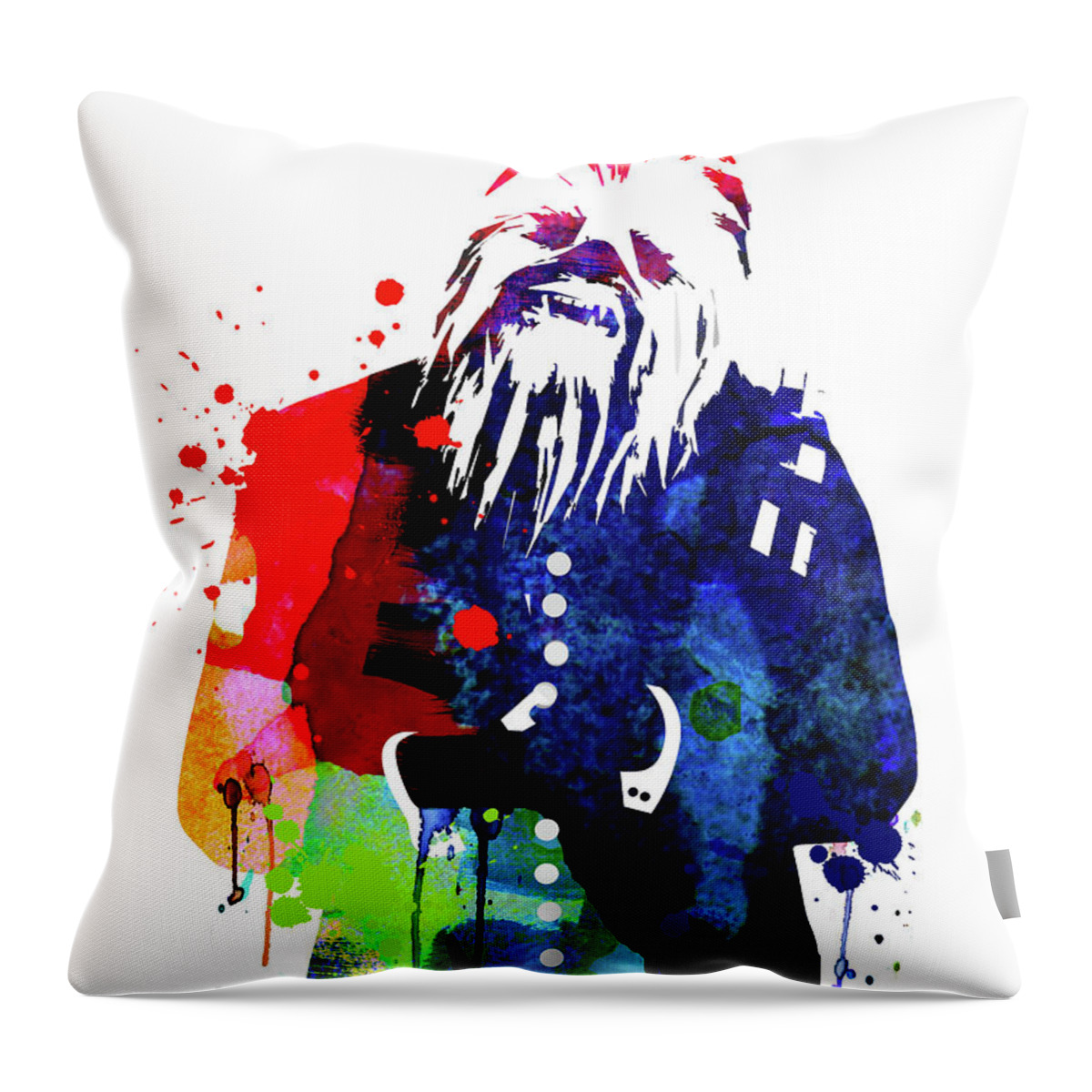  Throw Pillow featuring the mixed media Chewbacca in a Suite Watercolor by Naxart Studio