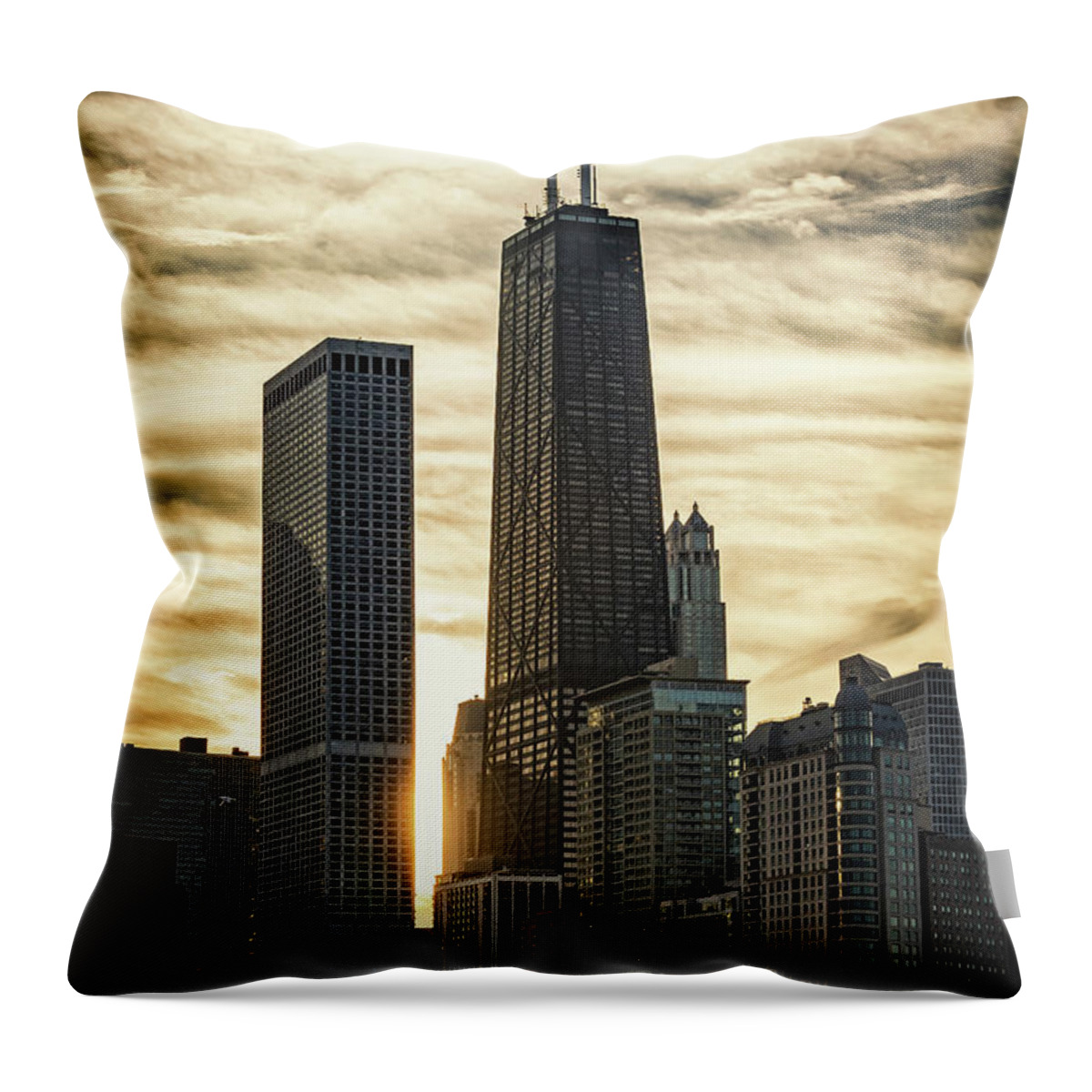 Chicago Throw Pillow featuring the photograph Chicago Sunset by Bruno Passigatti