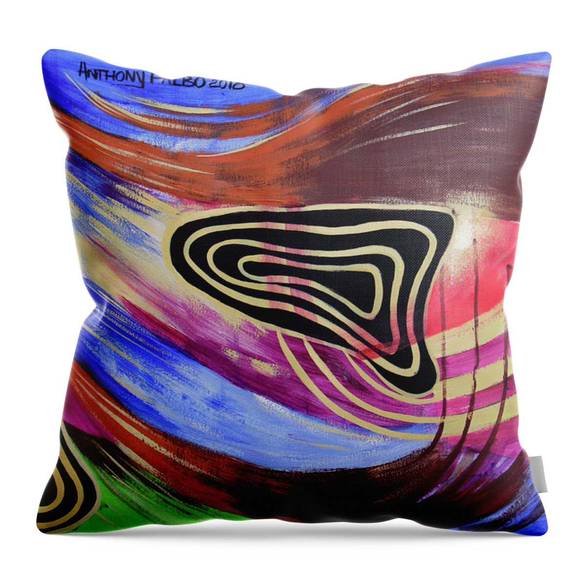 Abstract Throw Pillow featuring the painting Children Of God Philippians 2-15 by Anthony Falbo