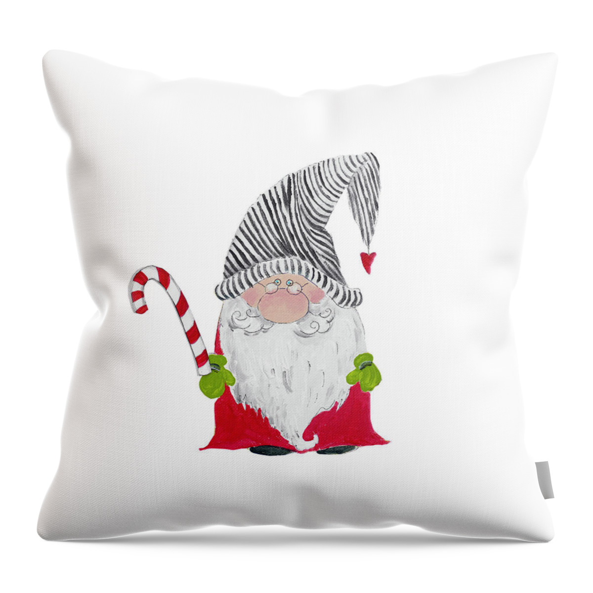 Christmas Throw Pillow featuring the mixed media Christmas Santa Gnome by Patricia Pinto