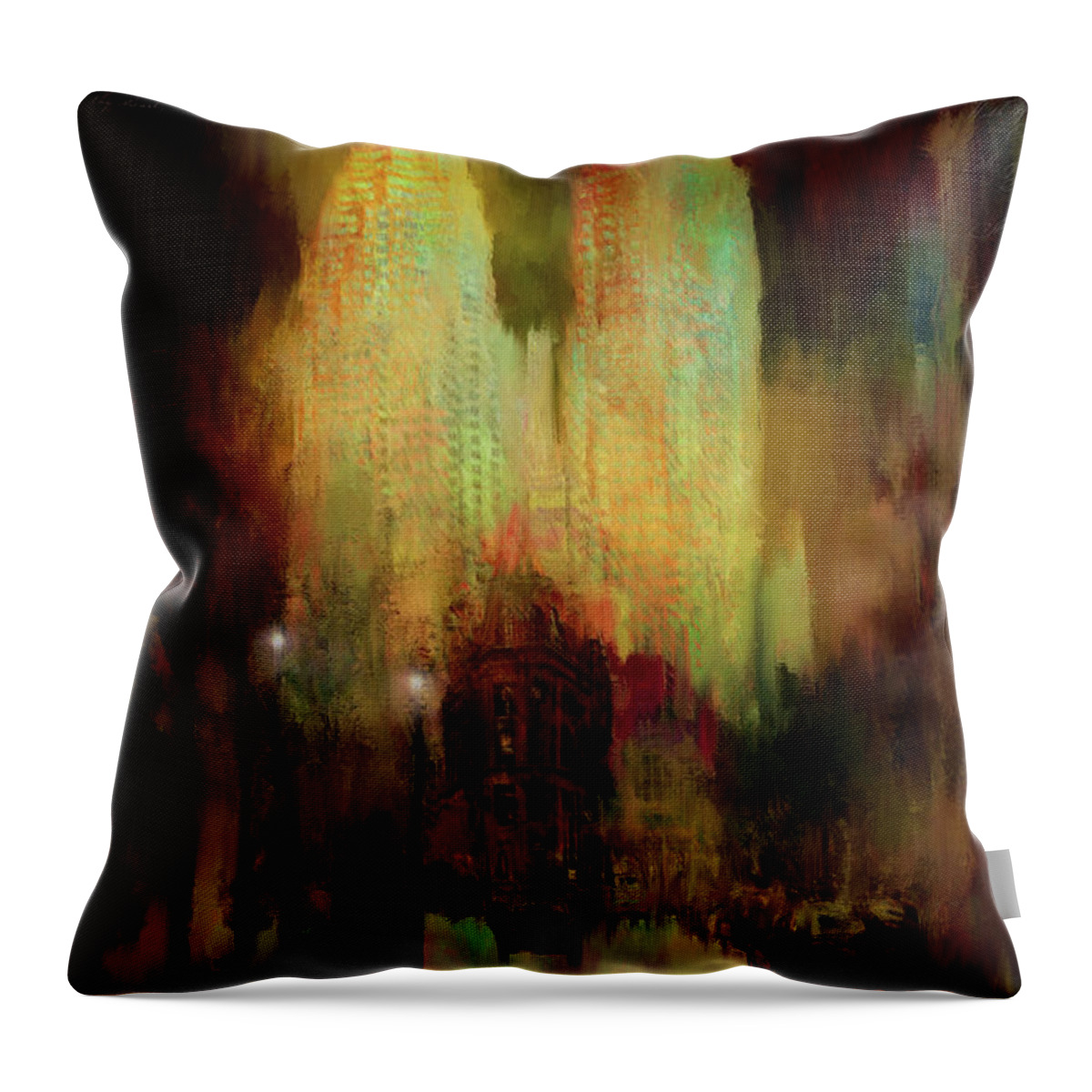 Photosintopaintings Throw Pillow featuring the digital art City Lights by Nicky Jameson