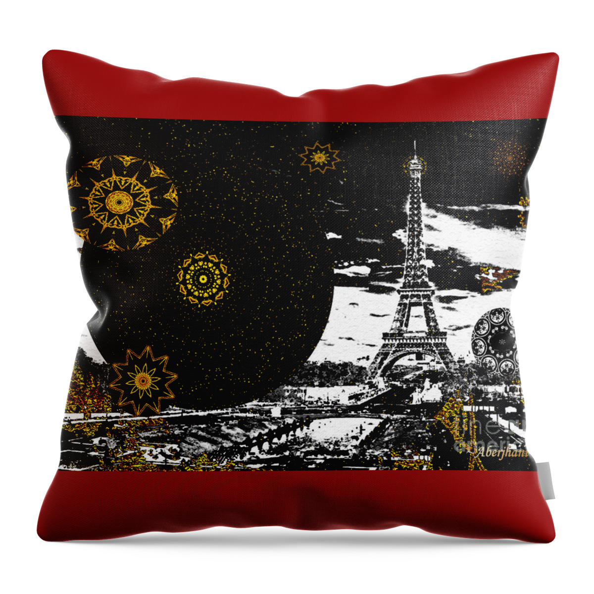Jazz Throw Pillow featuring the mixed media City of Lights - Kaleidoscope Moon for Children Gone Too Soon Number 6 by Aberjhani