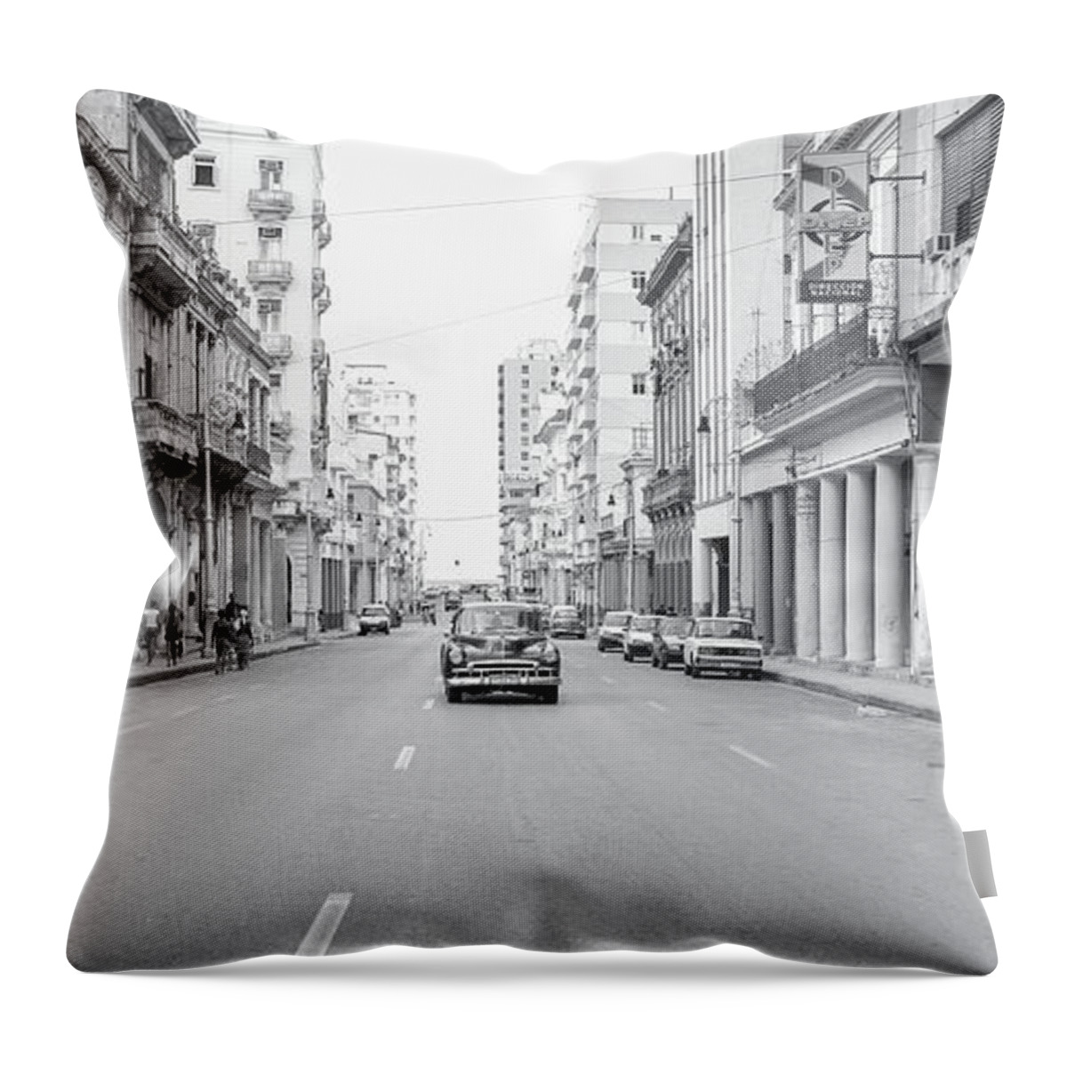 Cuba Throw Pillow featuring the photograph City Street, Havana by Mark Duehmig