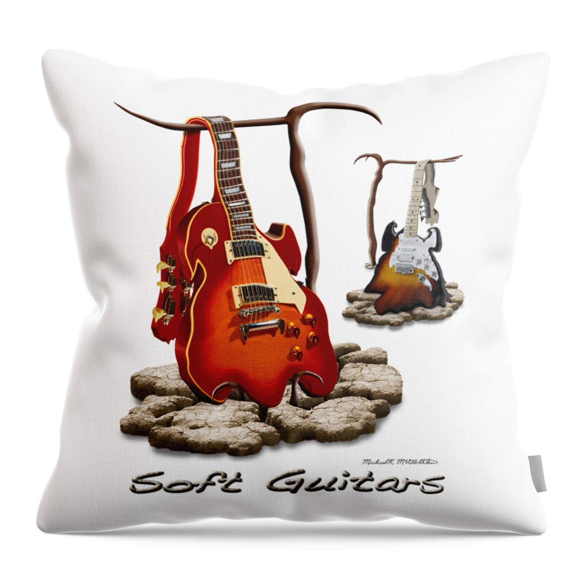 T-shirt Throw Pillow featuring the photograph Classic Soft Guitars by Mike McGlothlen