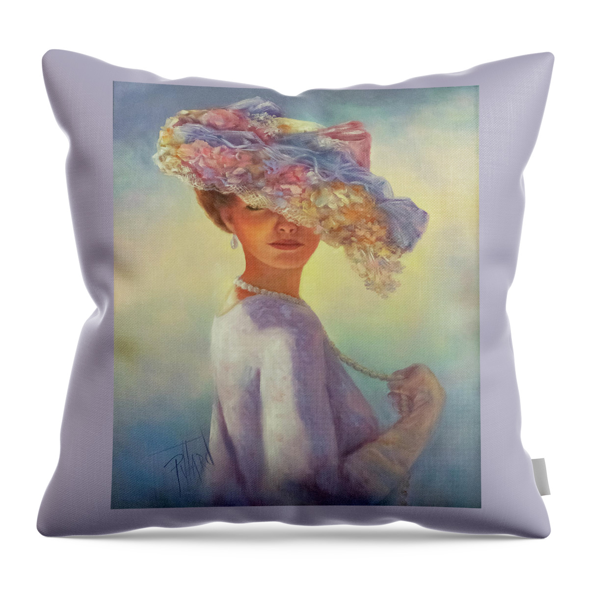 Portrait Throw Pillow featuring the painting My Classy Lady by Lynne Pittard