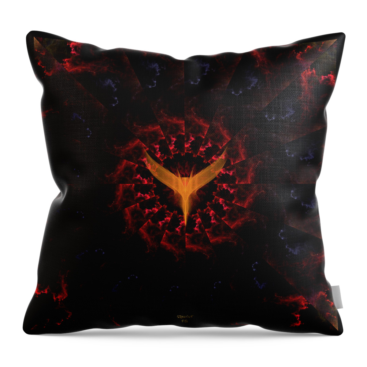 Clouds Of Fire Throw Pillow featuring the digital art Clouds Of Fire On Brick Mural by Rolando Burbon