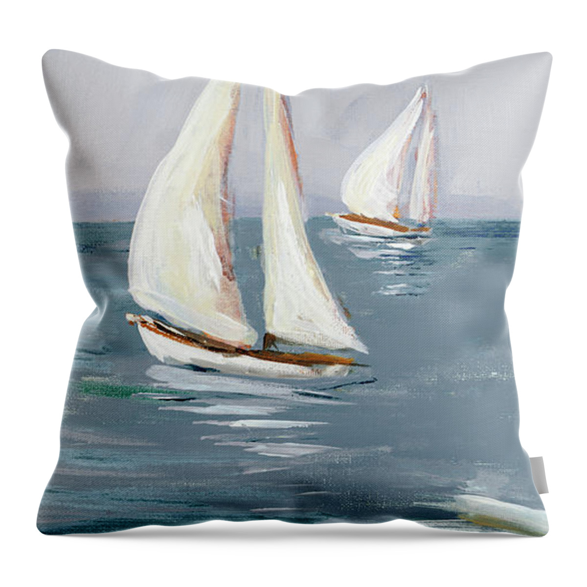 Coast Throw Pillow featuring the painting Coast Sailing I by South Social D