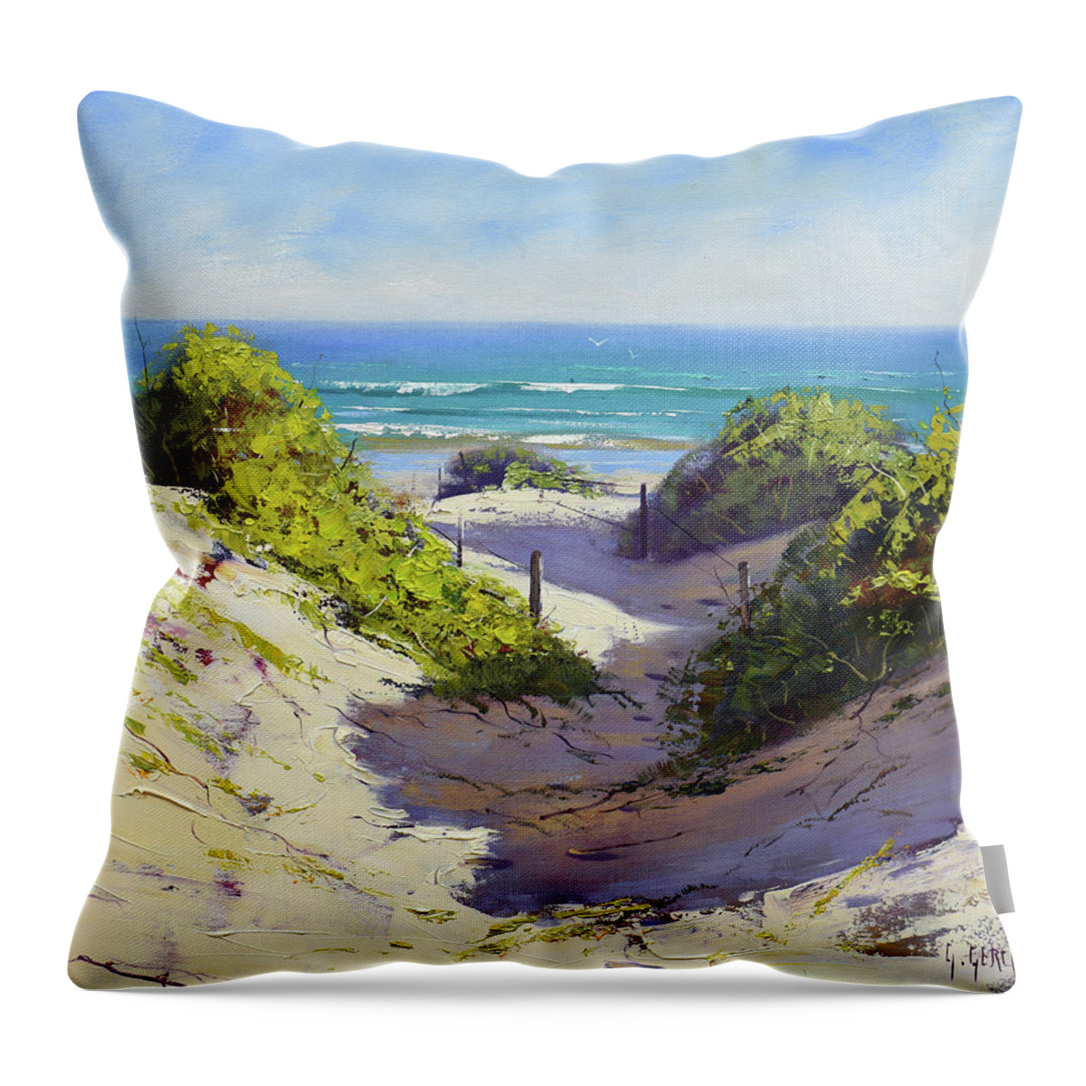 Beach Dunes Throw Pillow featuring the painting Coastal Dunes by Graham Gercken