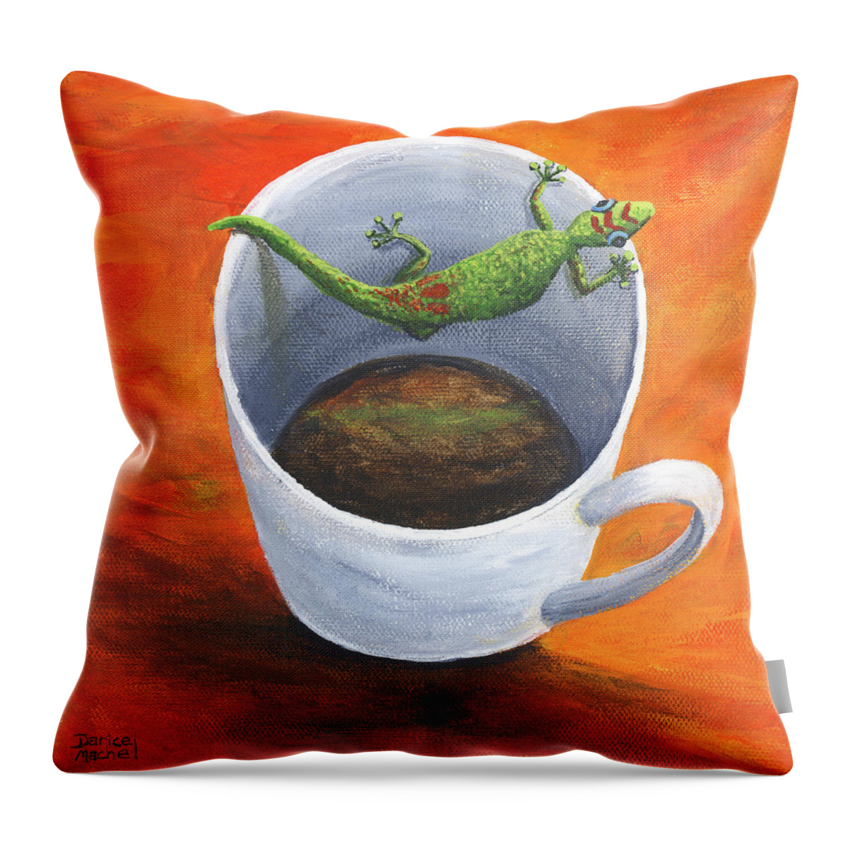 Animal Throw Pillow featuring the painting Coffee With A Friend by Darice Machel McGuire