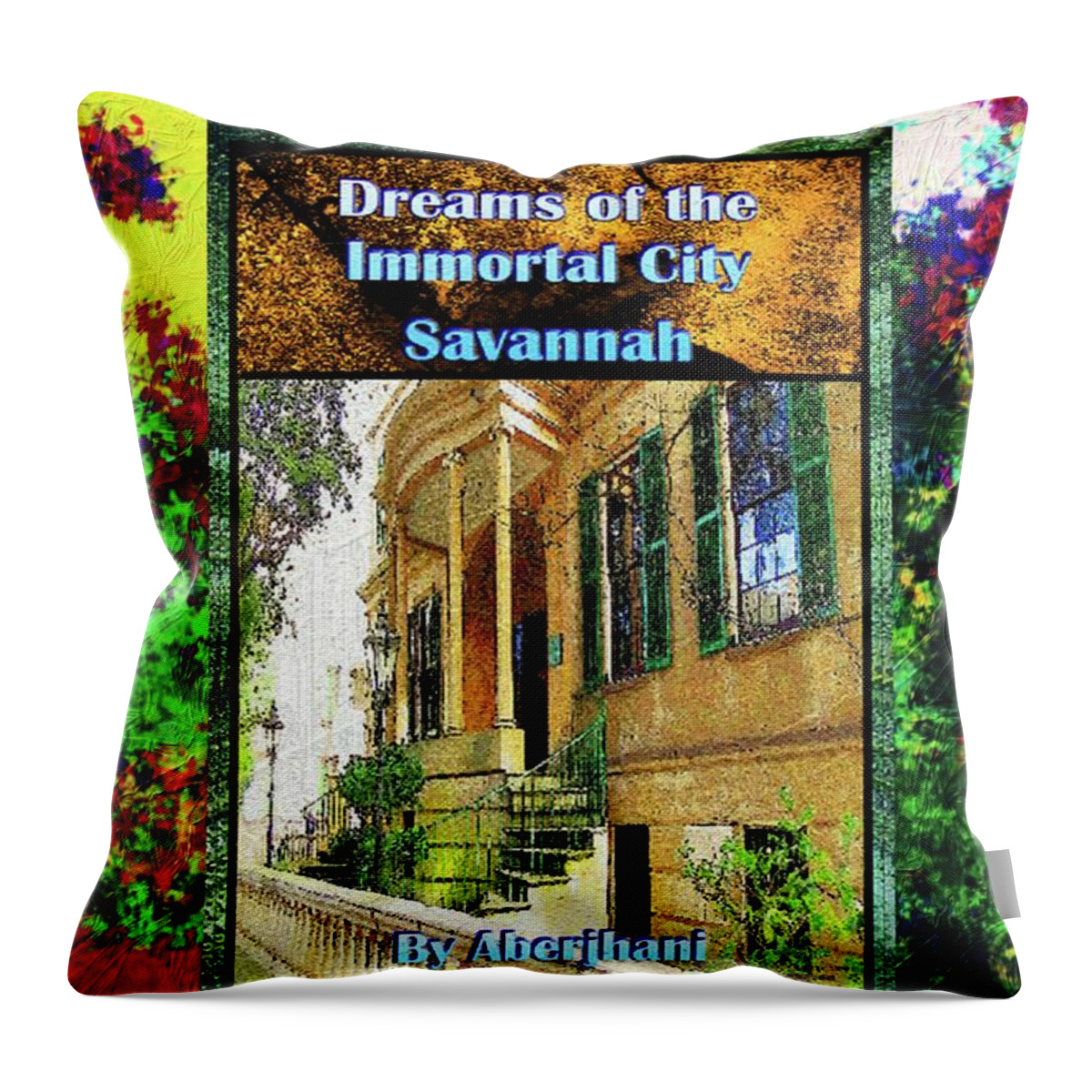 Book Cover Art Throw Pillow featuring the mixed media Collectible Dreaming Savannah Book Poster by Aberjhani