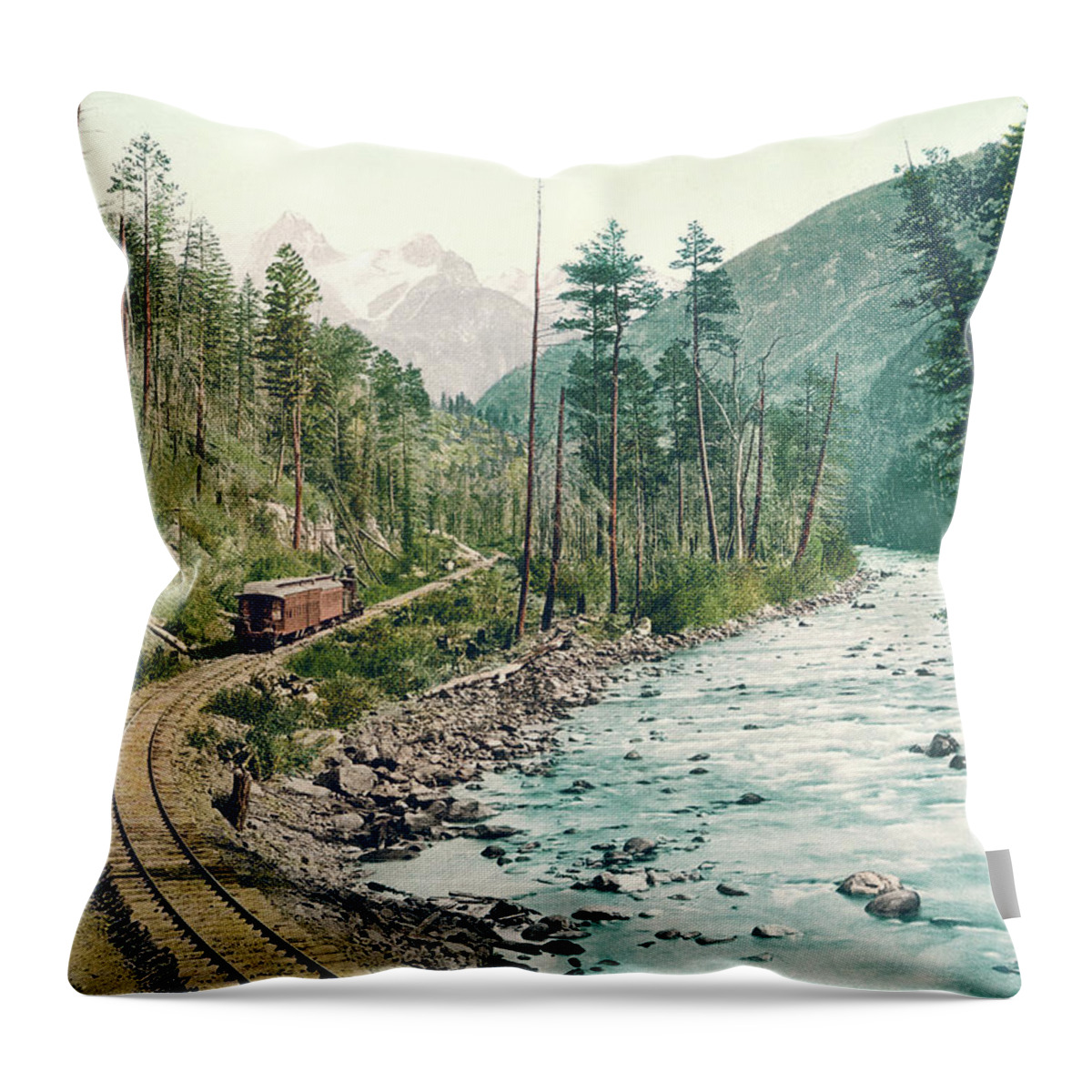Colorado Throw Pillow featuring the photograph Colorado Needle Mountains, Canon of the Rio Ias Animus by Detroit Photographic Company