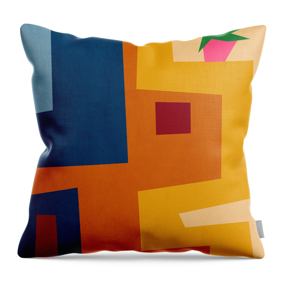 Modern Throw Pillow featuring the mixed media Colorful Geometric House 3- Art by Linda Woods by Linda Woods
