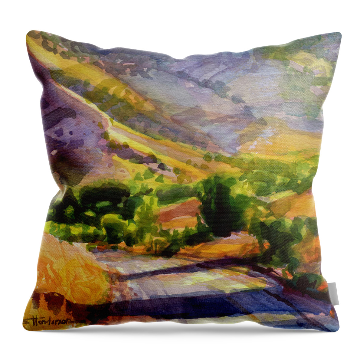 Country Throw Pillow featuring the painting Columbia County Backroads by Steve Henderson