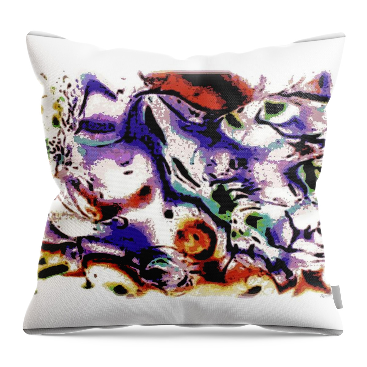 Abstract Throw Pillow featuring the mixed media Comapny's Coming by YoMamaBird Rhonda