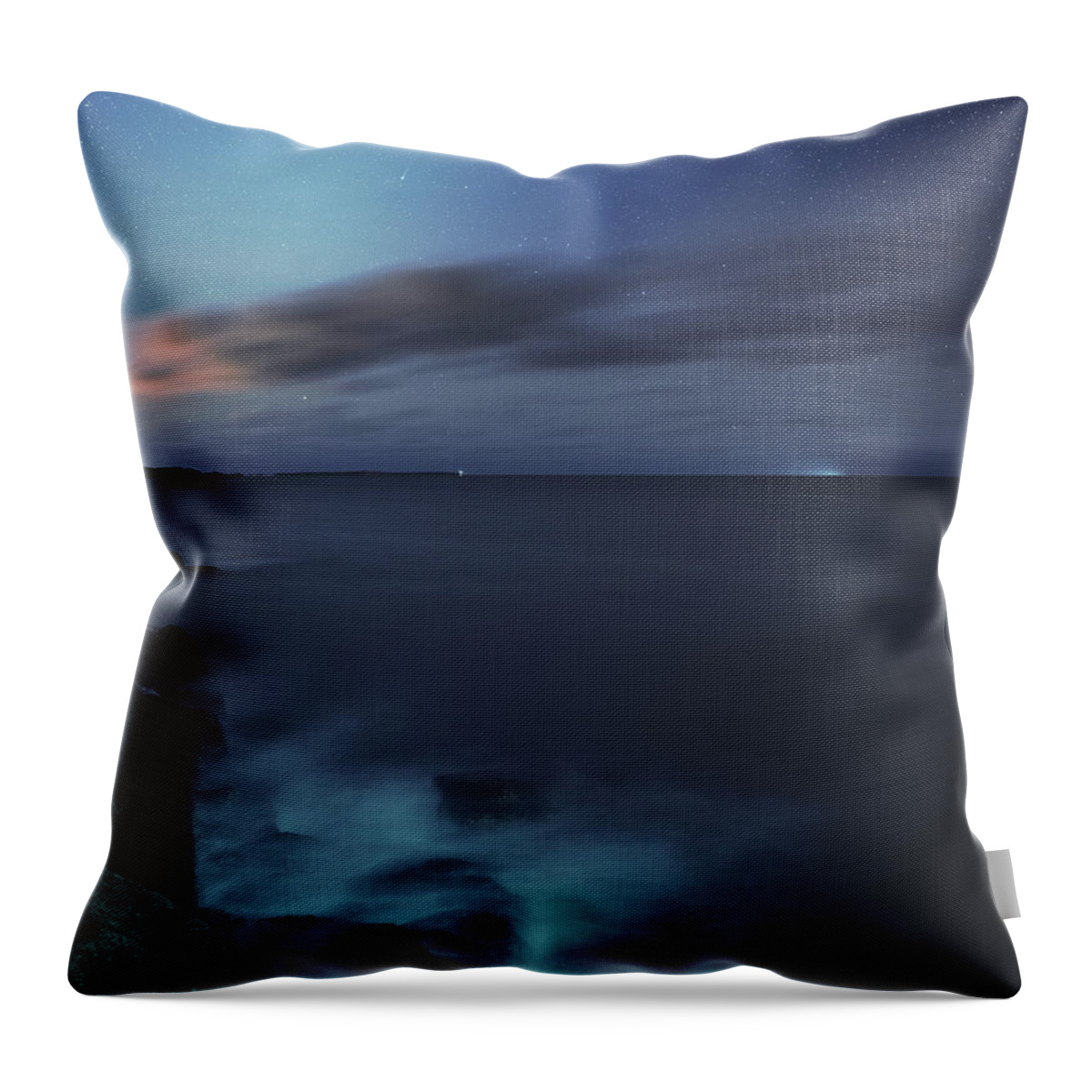 Water's Edge Throw Pillow featuring the photograph Comet Ison Over The Atlantic by Shaunl