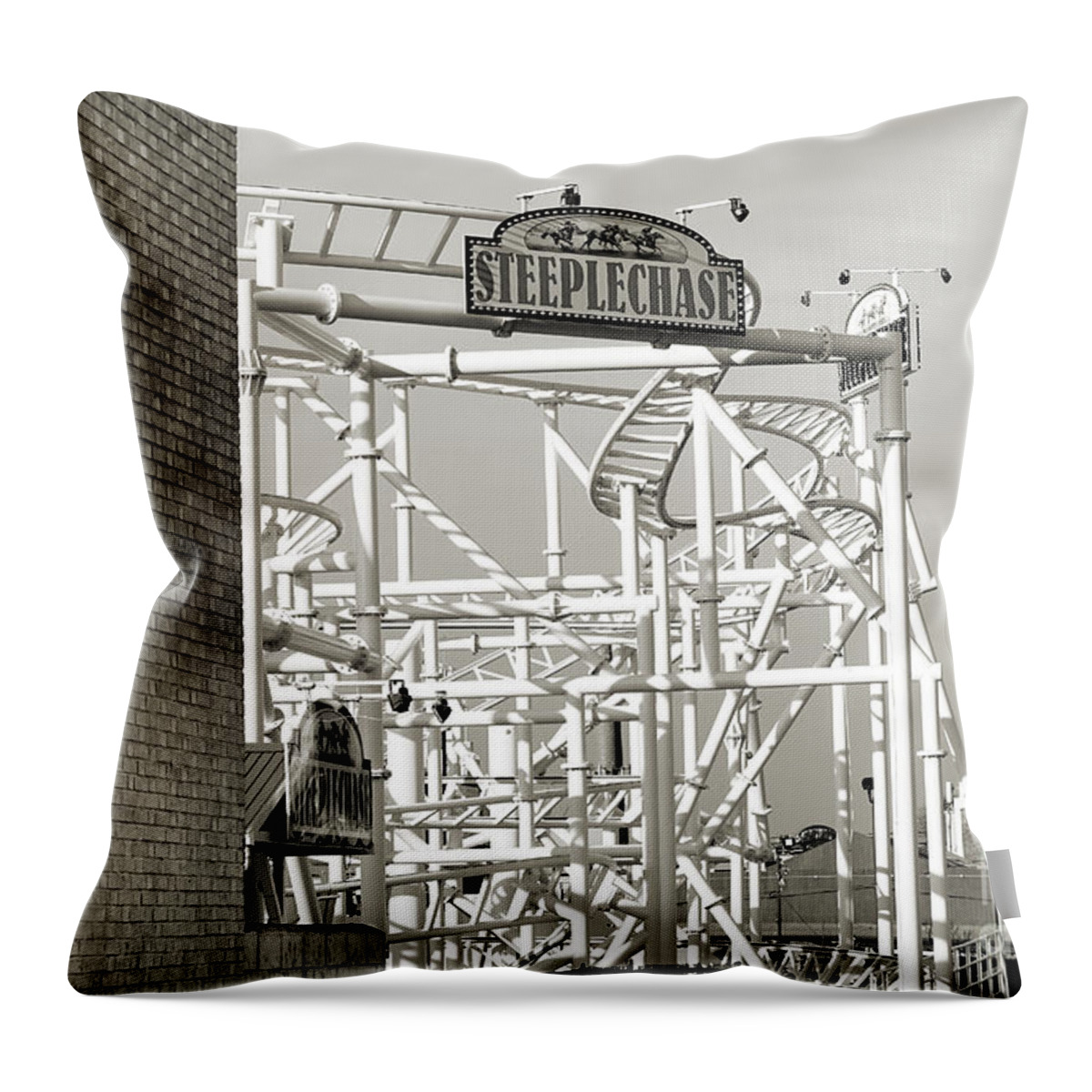 Coney Island Throw Pillow featuring the photograph Coney Icons on a Winter Afternoon by Steve Ember