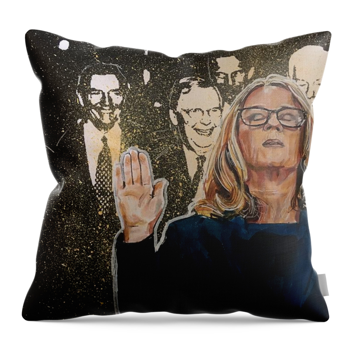 Courage Throw Pillow featuring the painting Courage by Joel Tesch