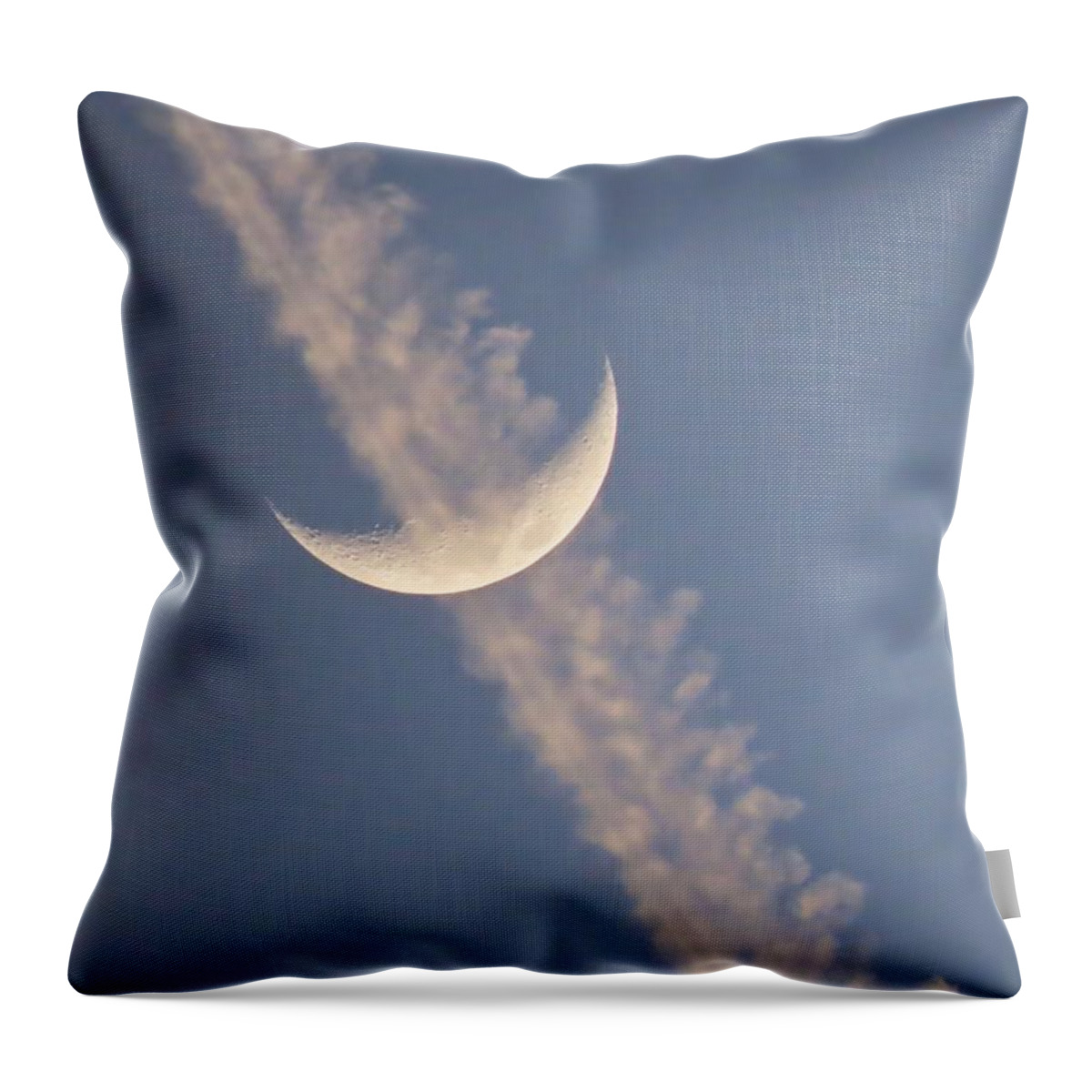Arizona Throw Pillow featuring the photograph Gemini Crescent in Contrail by Judy Kennedy