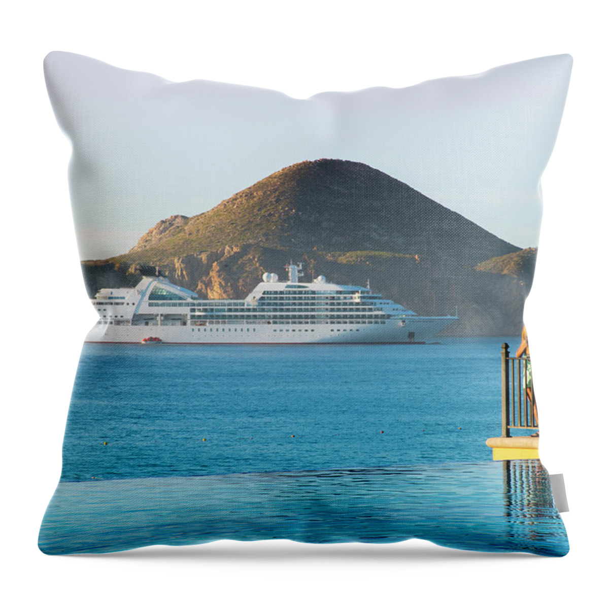 Cabo Throw Pillow featuring the photograph Cruise Ship View by Bill Cubitt