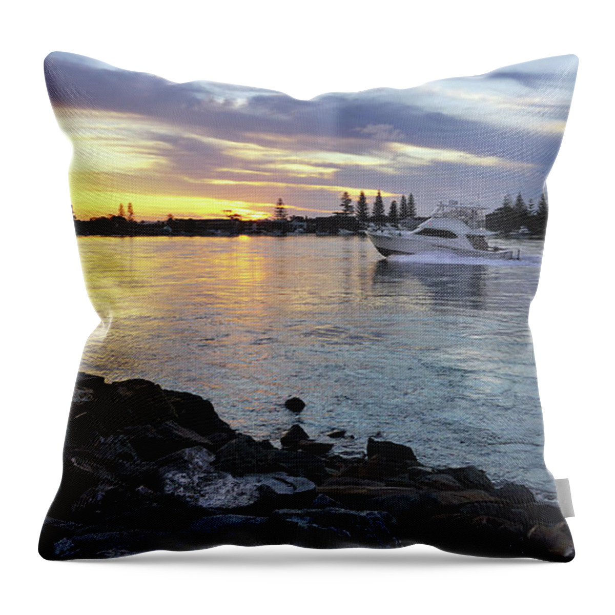 Tuncurry Photography Throw Pillow featuring the digital art Cruising into the sunset 0563 by Kevin Chippindall