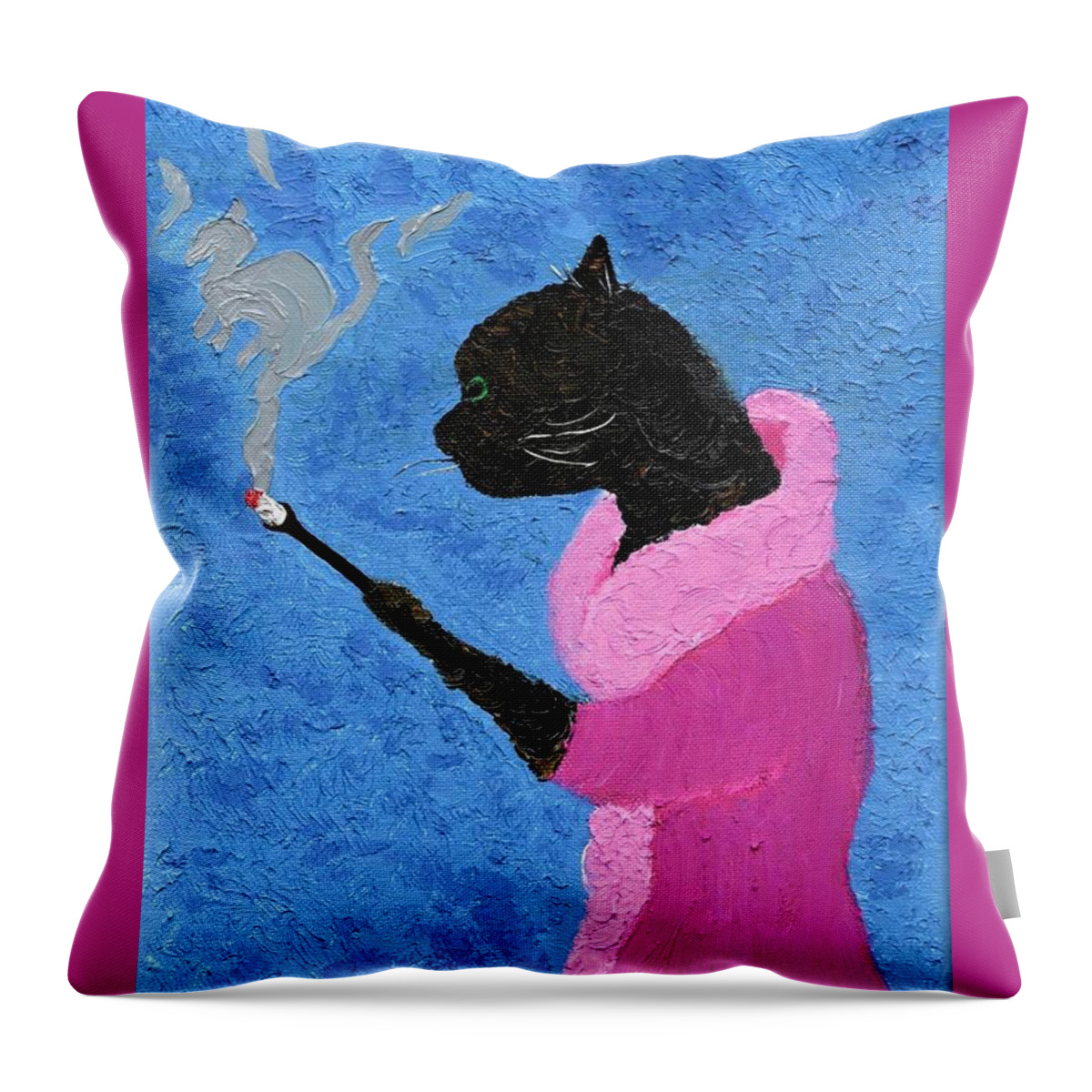 Cat Throw Pillow featuring the painting Daaaahling.. by Misty Morehead