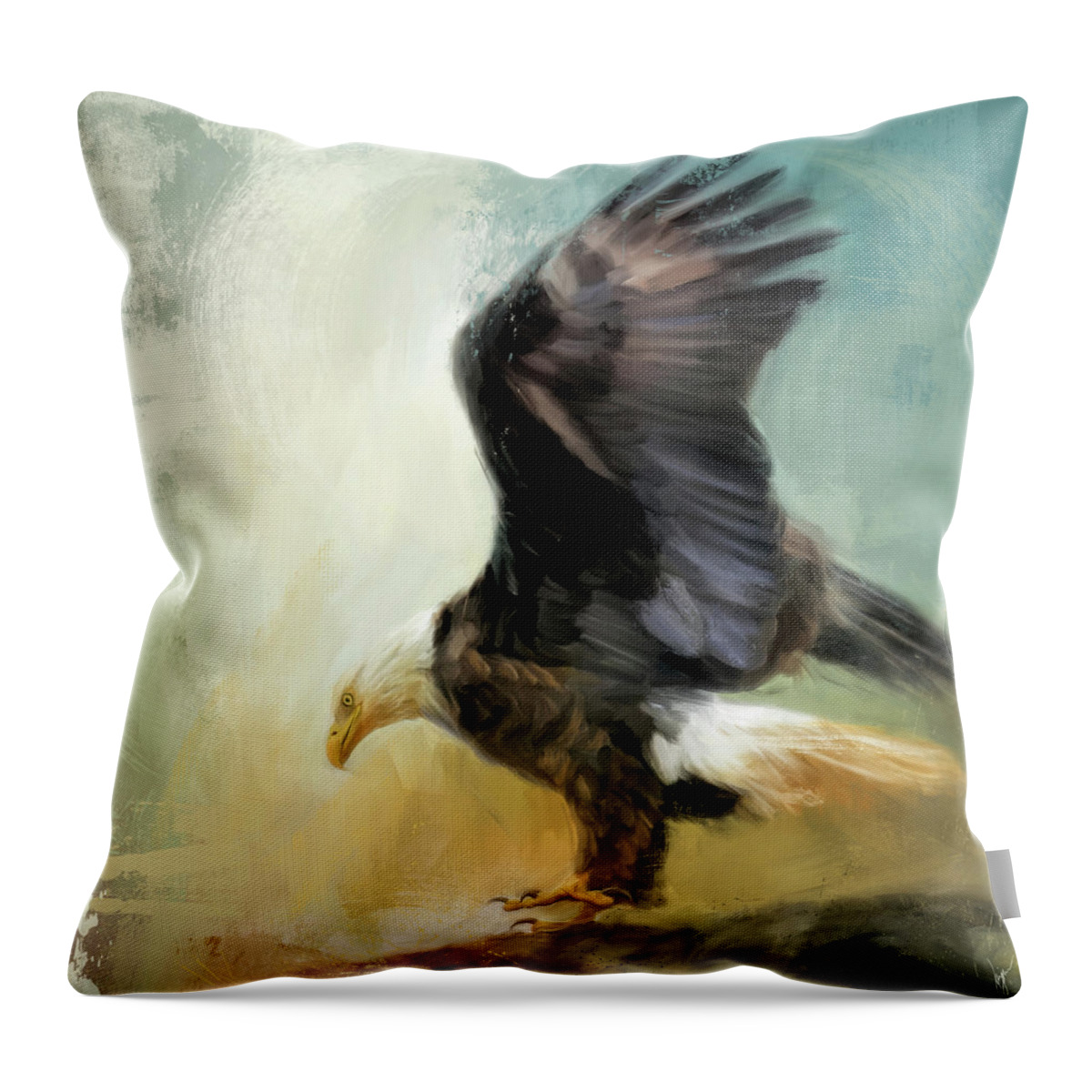 Colorful Throw Pillow featuring the painting Dance Of The Bald Eagle by Jai Johnson
