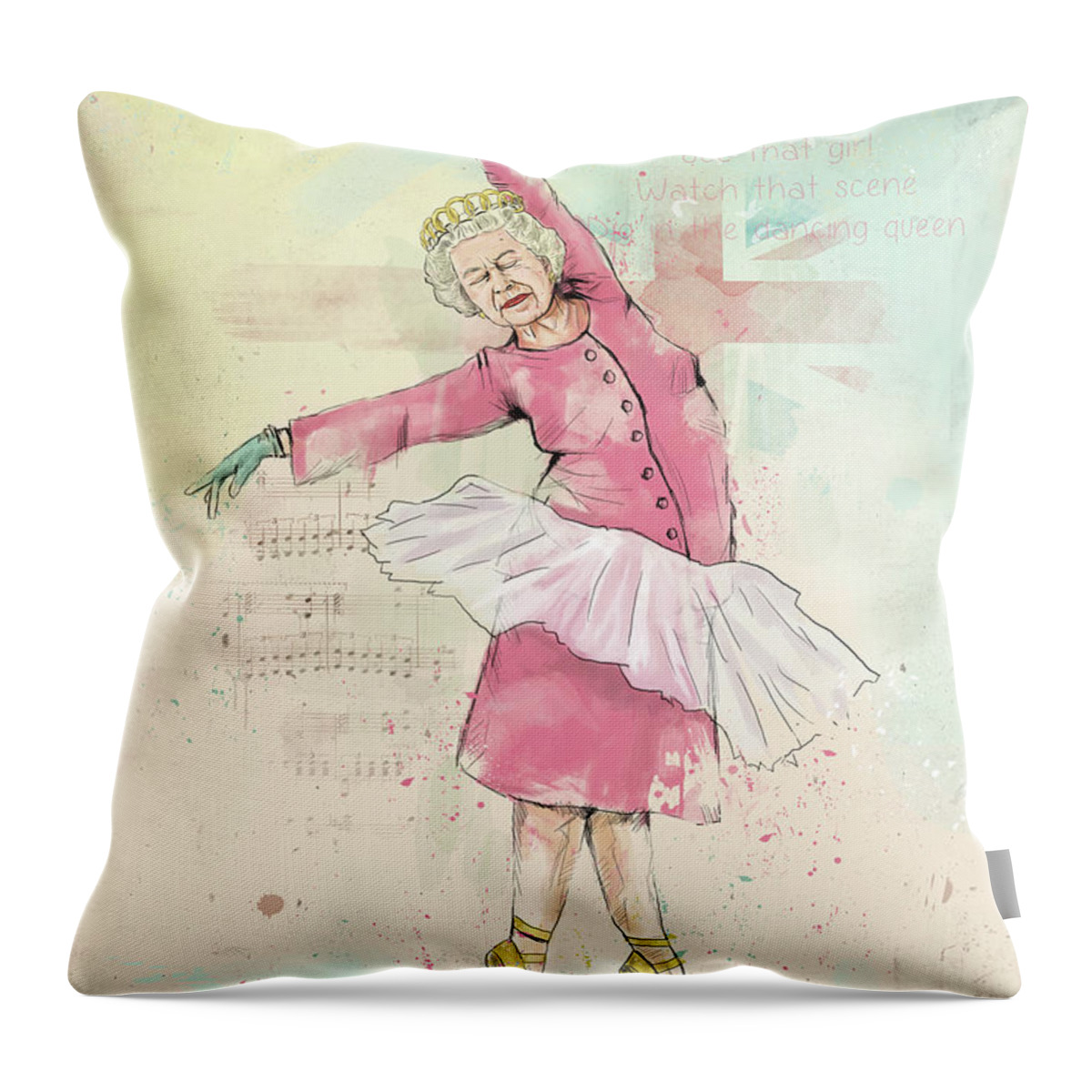 Queen Throw Pillow featuring the mixed media Dancing queen by Balazs Solti