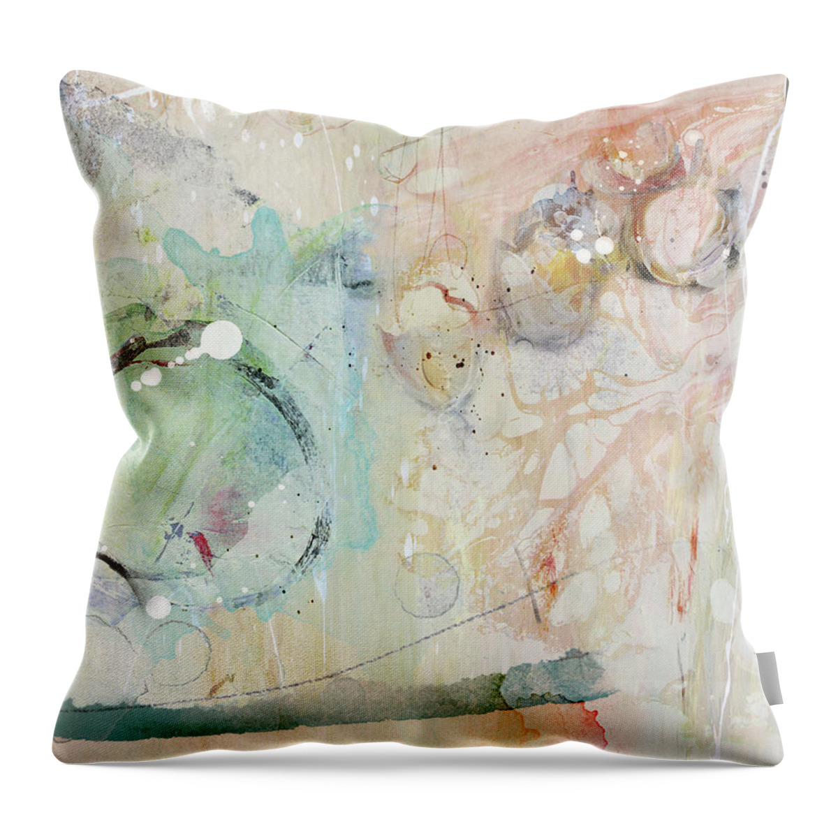 Abstract Throw Pillow featuring the mixed media Dancing With Venus by Karen Lynch