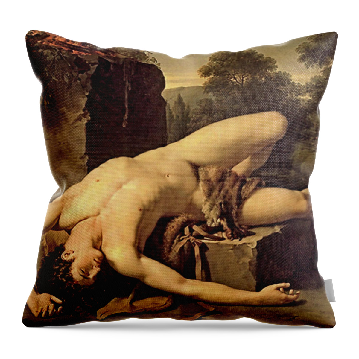 Montpellier Throw Pillow featuring the painting Death of Abel by Francois Xavier Fabre