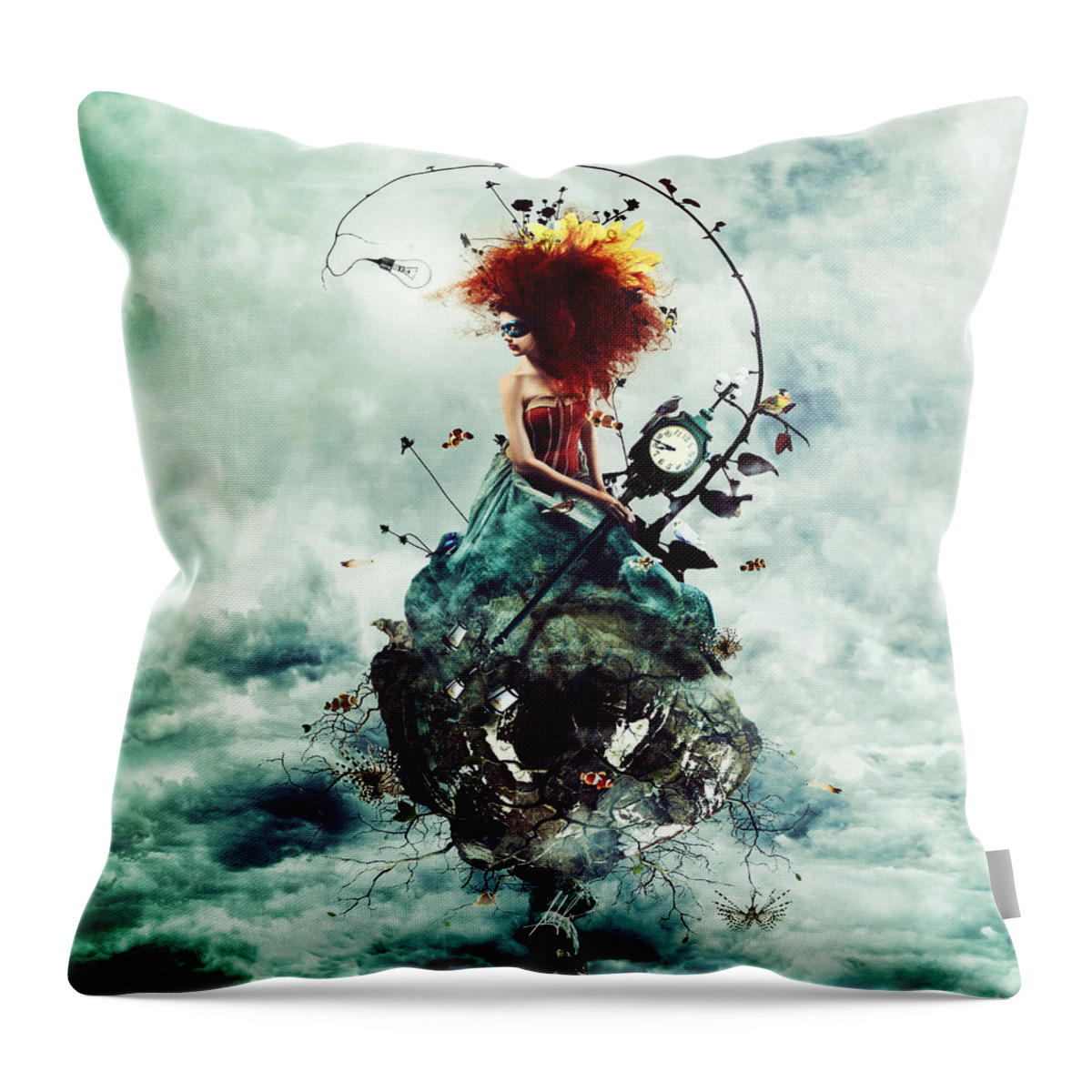 Surreal Throw Pillow featuring the digital art Delirium by Mario Sanchez Nevado